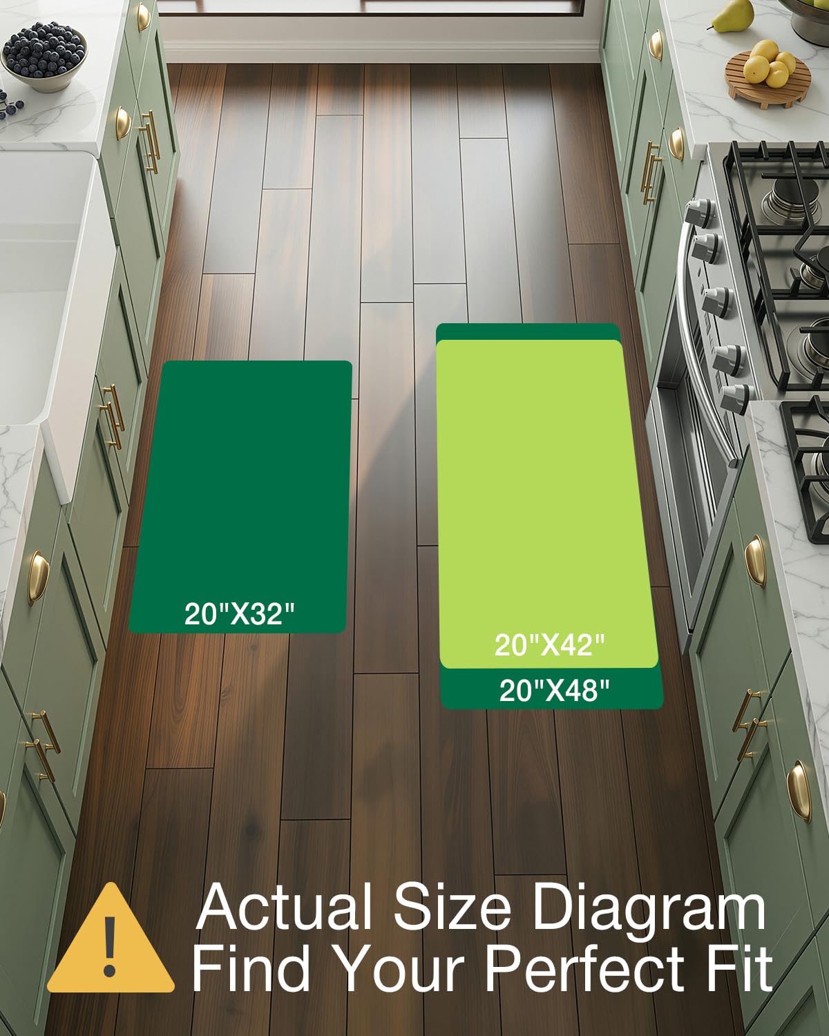 LUMI Kitchen Mat, Ultra-Soft Non-Slip Rugs for Standing Comfort in Desk Office, Sink, Laundry Areas, 20"x32" Waterproof Stain Resistant Floor Pad
