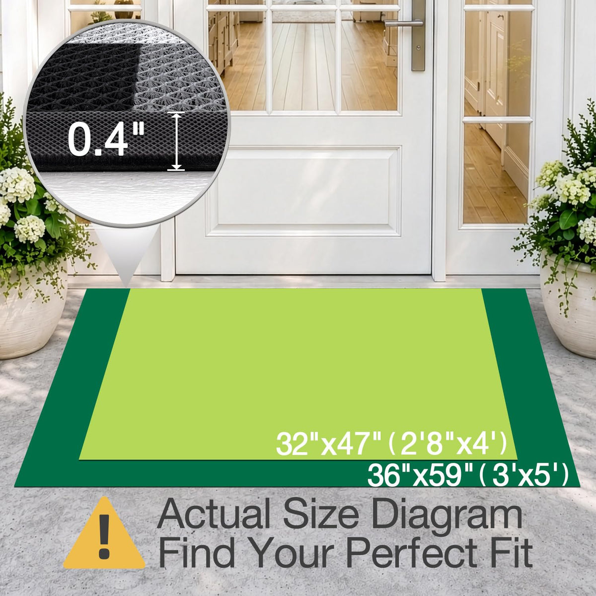 LUMI Outside Welcome Door Mat 32x47, Non-Slip Durable Rubber Easy Clean