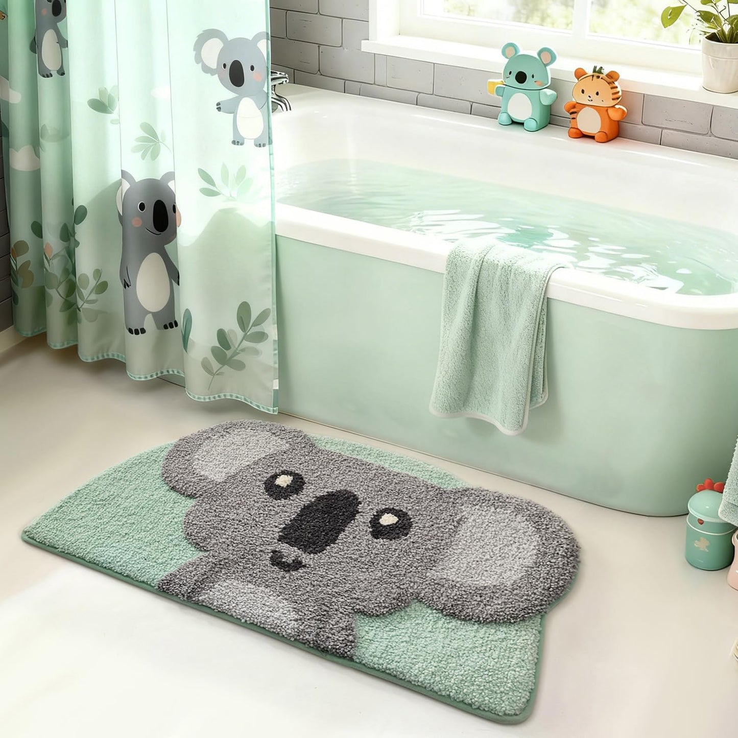 LUMI Cute Lion Shaped Bathroom Rugs, Ultra Soft Absorbent Microfiber Bath Mat, Non-Slip Backing Shower Rug, Machine Washable,for Kids Bathroom Bedroom Nursery Decor, 26"x40",Khaki