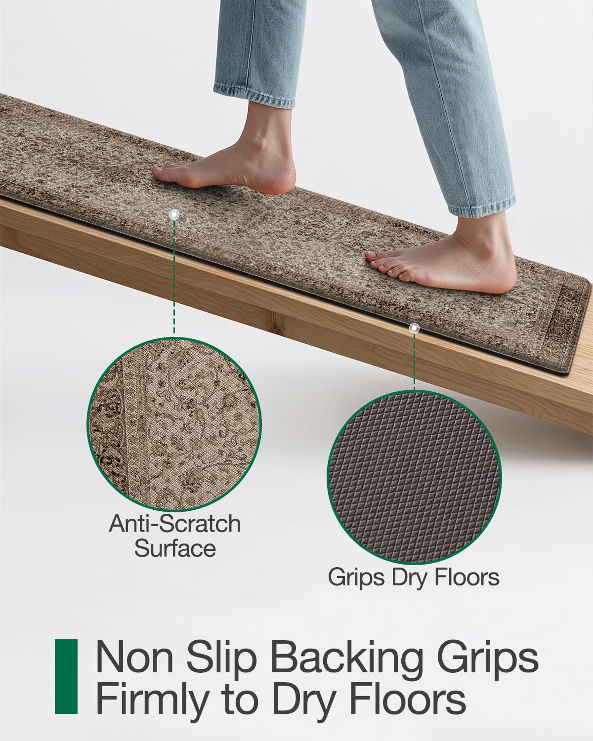 Kitchen Anti Fatigue Mat,  Cushioned Memory Foam Padded, Floor Runner for Home