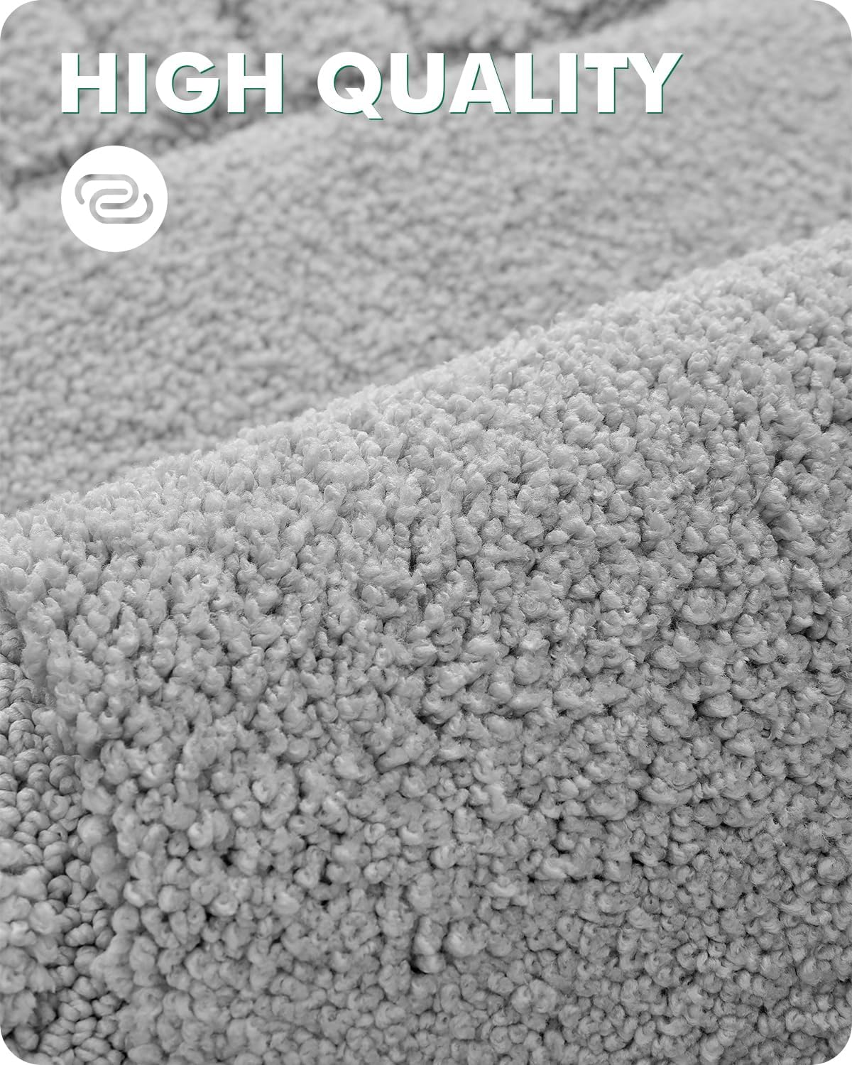 LUMI Bathroom Rug, Non Slip Rubber Backing, Extra Soft Plush Microfiber, Absorbent, Machine Washable Quick Dry, Light Grey, for Tub/Shower/Hotel