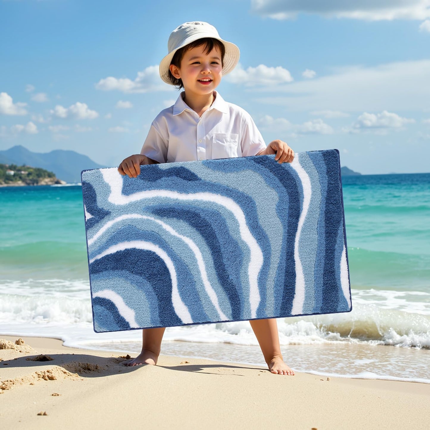 Bathroom Rugs, Non Slip Bath Mat Ultra Soft Washable Absorbent Quick Dry, Ocean Theme Collection