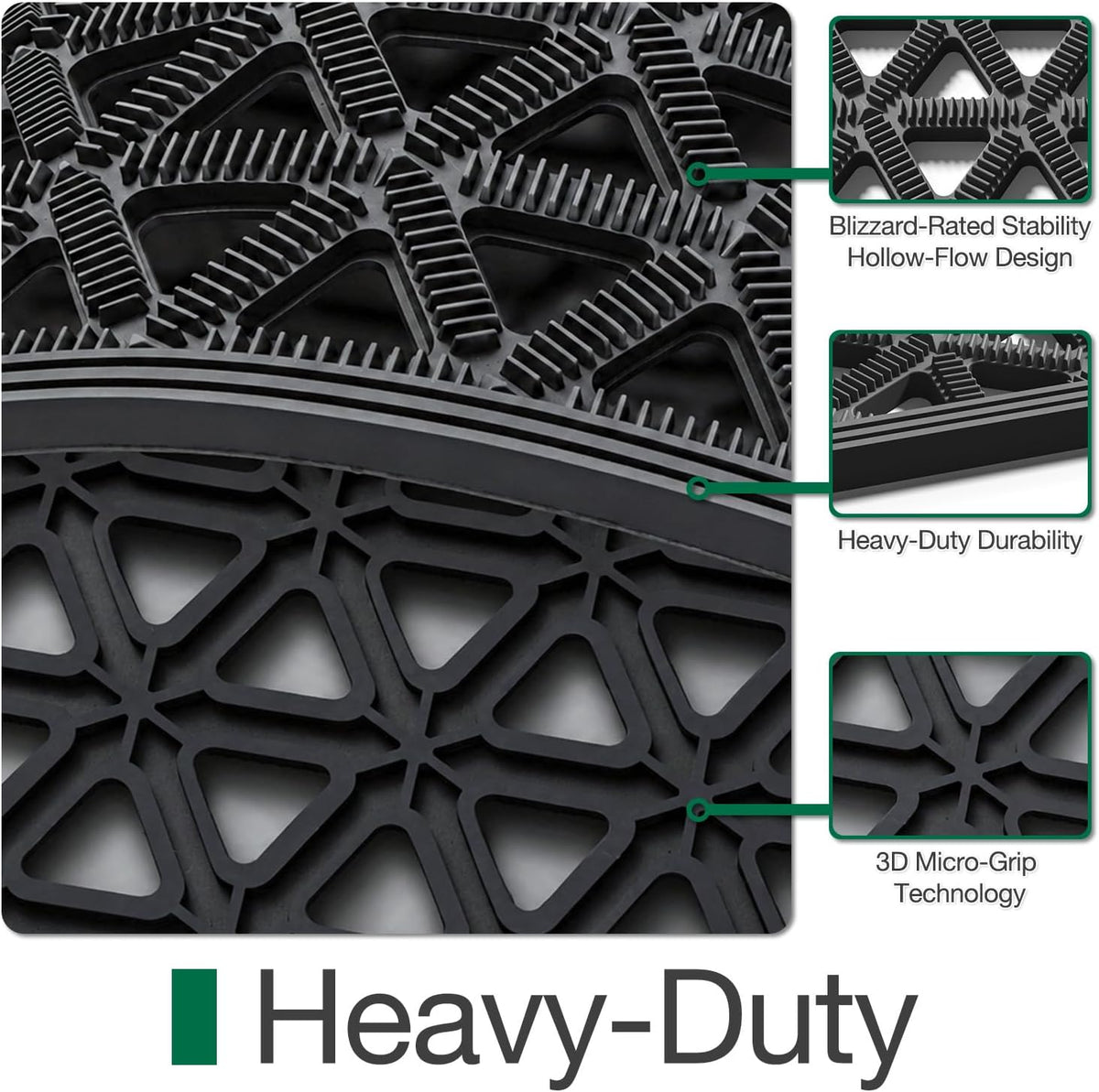 LUMI Front Door Mat Outside Entrance 17"x30" Rubber Floor Doormat, Black