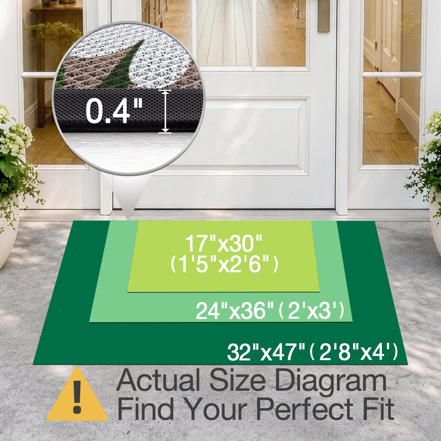 LUMI Outside Welcome Door Mat 32x47, Non-Slip Durable Rubber Easy Clean
