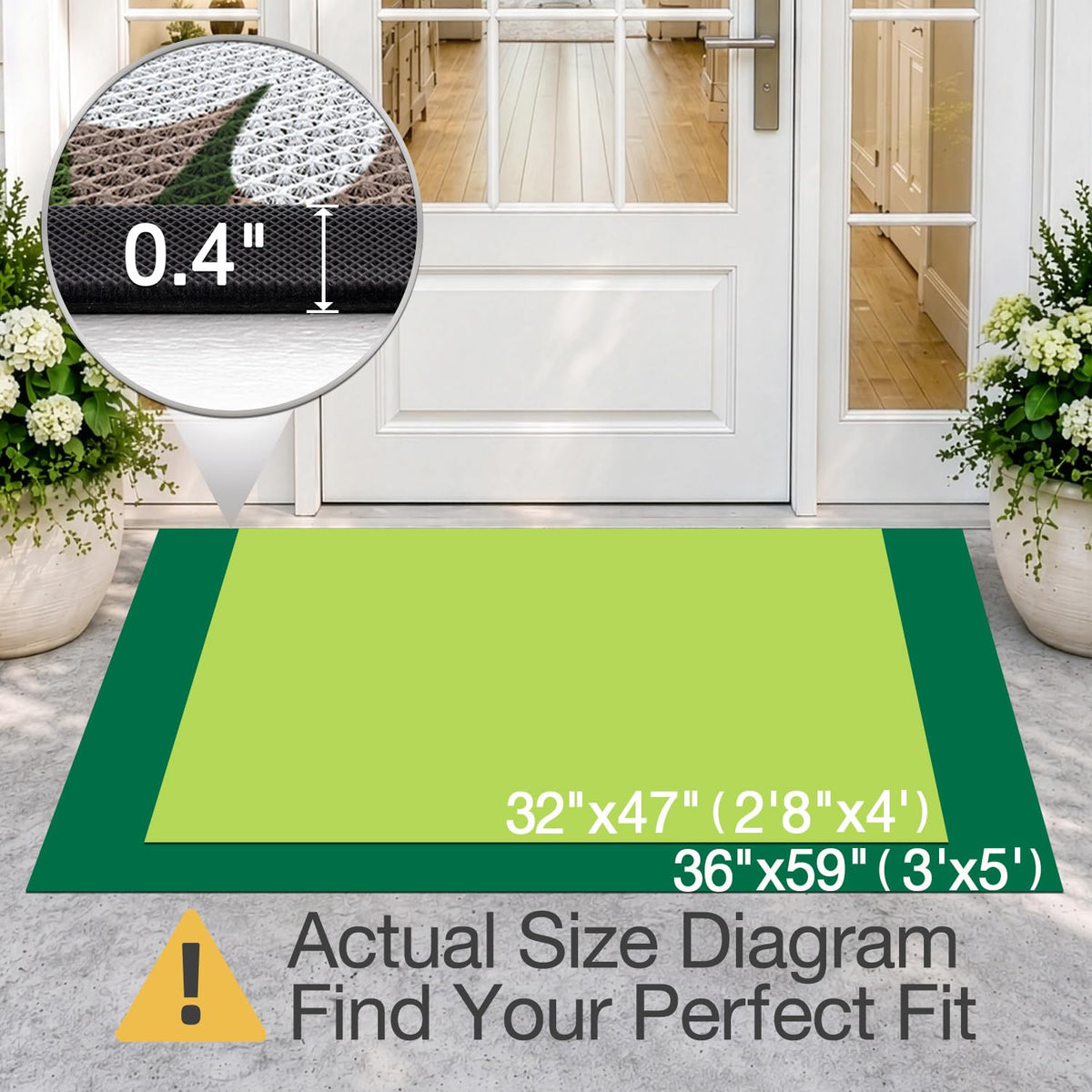 LUMI Outside Welcome Door Mat 32x47, Non-Slip Durable Rubber Easy Clean