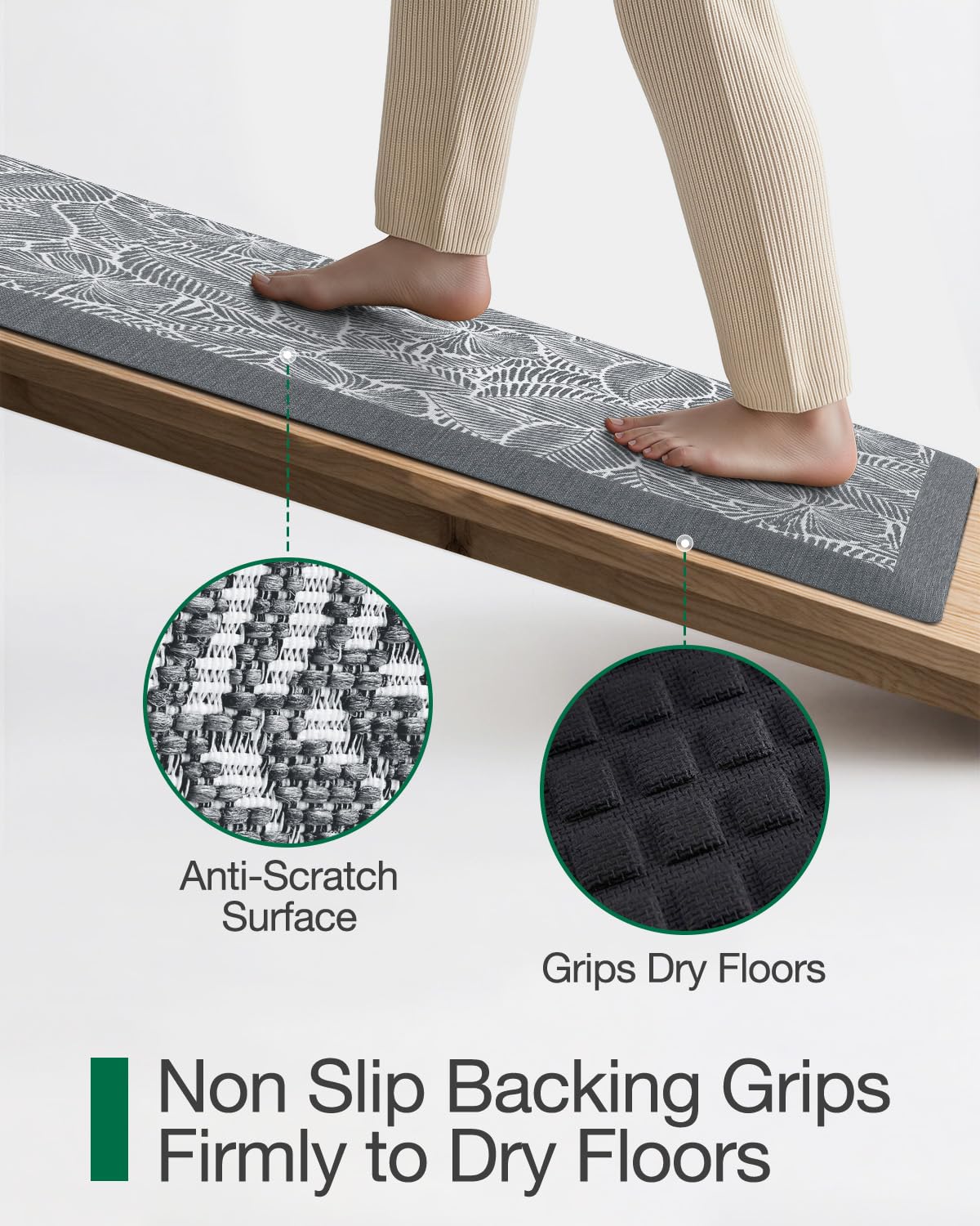 LUMI Kitchen Mat, Ultra-Soft Non-Slip Rugs for Standing Comfort in Desk Office, Sink, Laundry Areas, 20"x32" Waterproof Stain Resistant Floor Pad