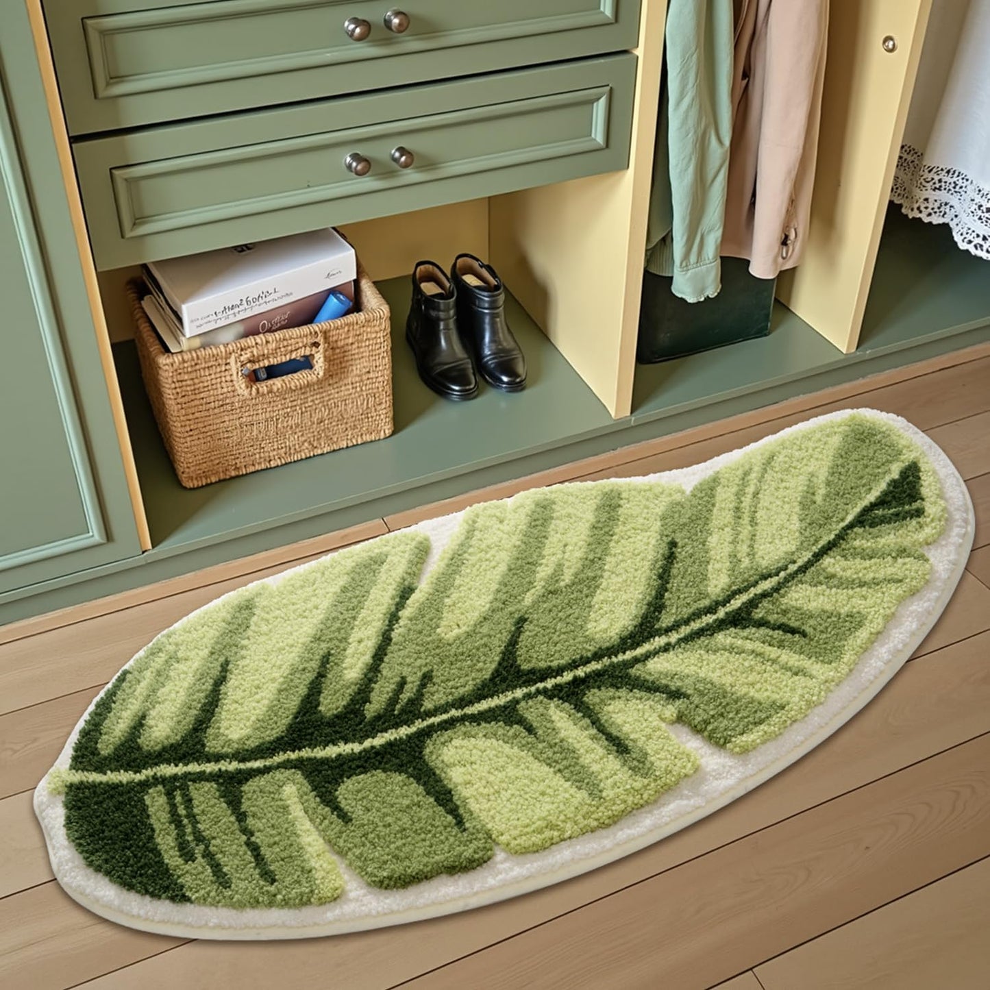 Cartoon Bath Mat Ample Palm Leaf
