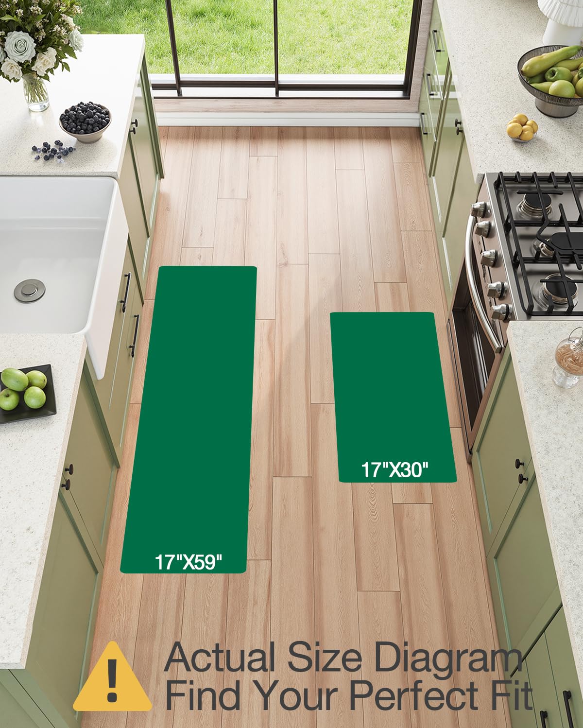 Kitchen Anti Fatigue Mat,  Cushioned Memory Foam Padded, Floor Runner for Home