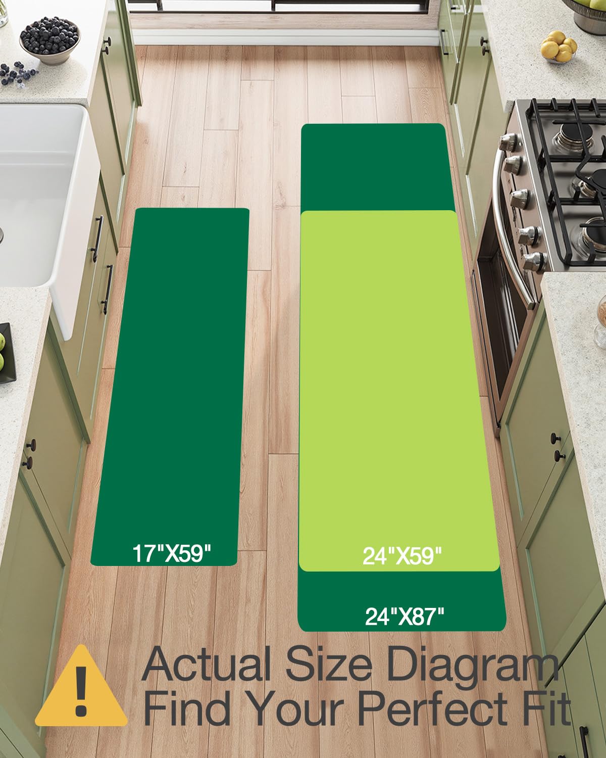 Kitchen Anti Fatigue Mat,  Cushioned Memory Foam Padded, Floor Runner for Home