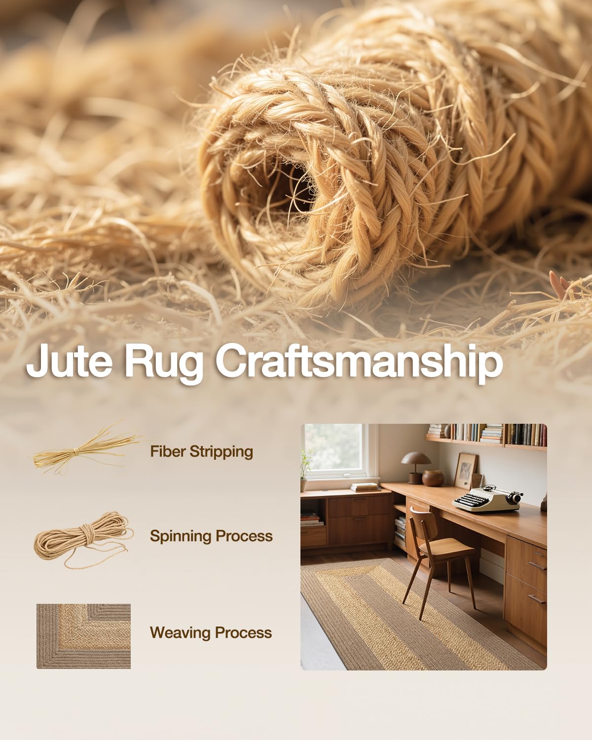 LUMI 8x10 Jute Area Rug for Living Room, Natural Braided Woven Rugs Non Slip, Neutral Carpets No Shedding, Durable for High Traffic, Dining Room, Indoor, Outdoor, Patio