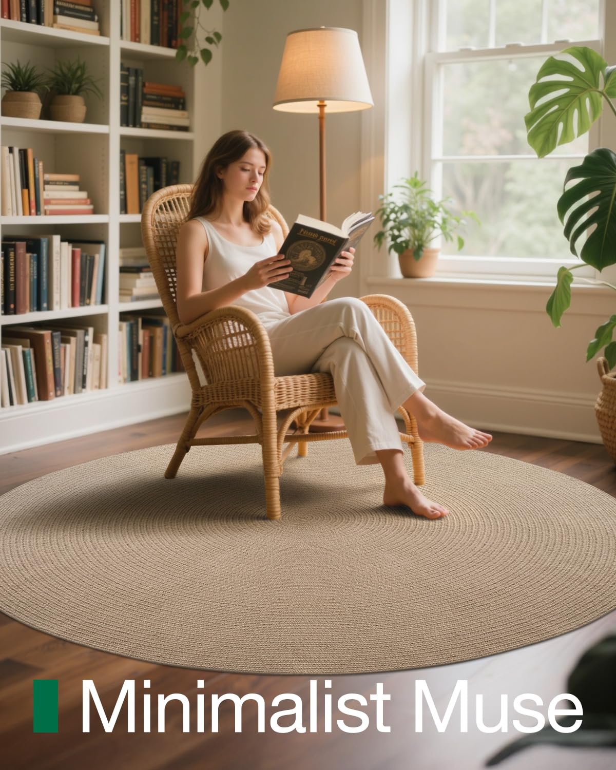 Jute Area Rug, Natural Braided Woven Rugs, Patio Circle Jute Series