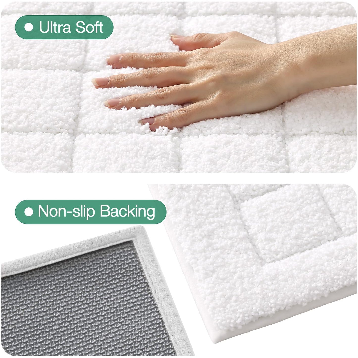 LUMI Modern Bathroom Rug, Serene Grid Series.