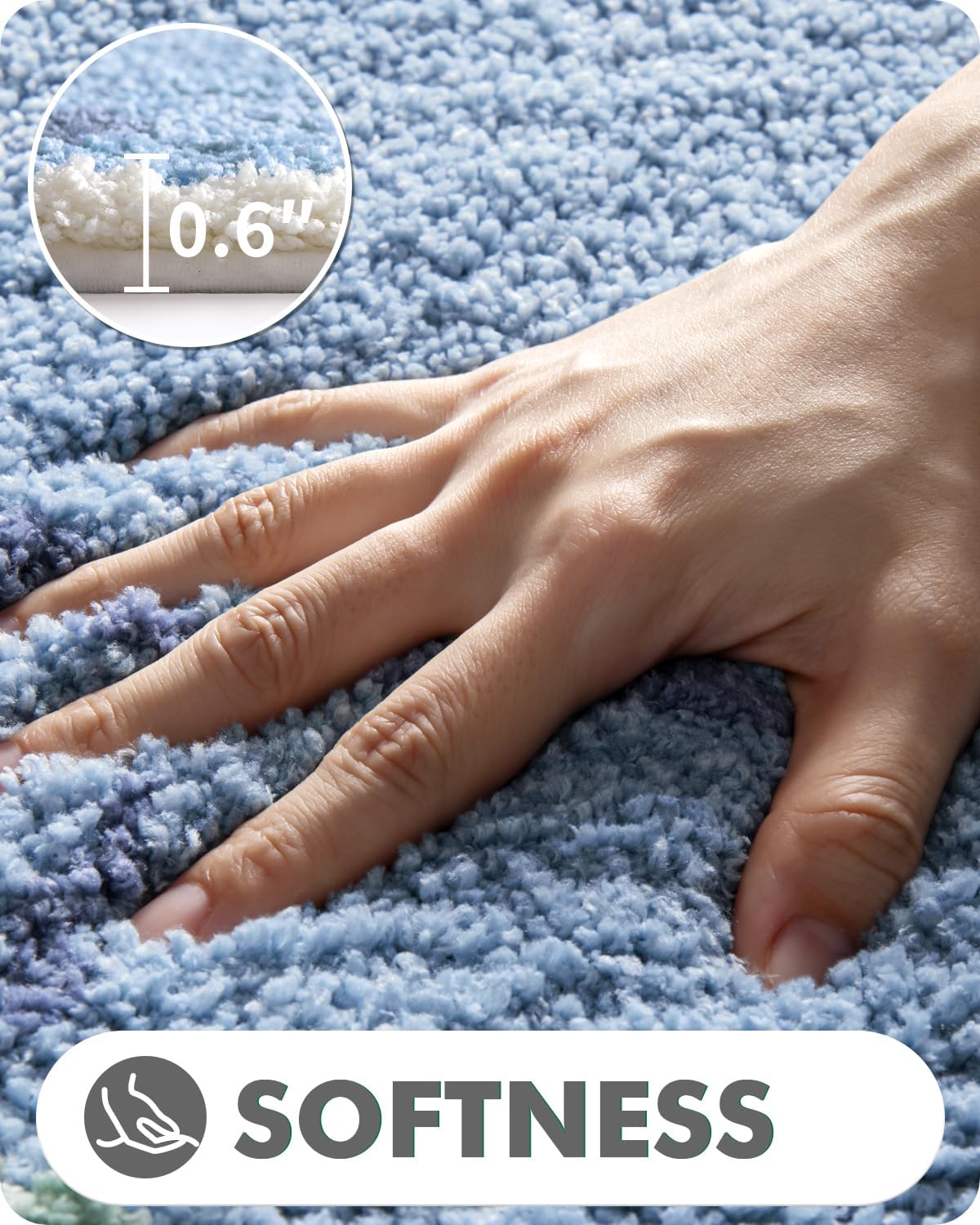 LUMI Cute Animal Bathroom Rugs, Plush Absorbent Bath Mats for Bathroom, Non-Slip Backing Washable Bath Mat, Ideal for Shower Sink Bathtub Room Decor, 20"x33", Blue Sea Turtle