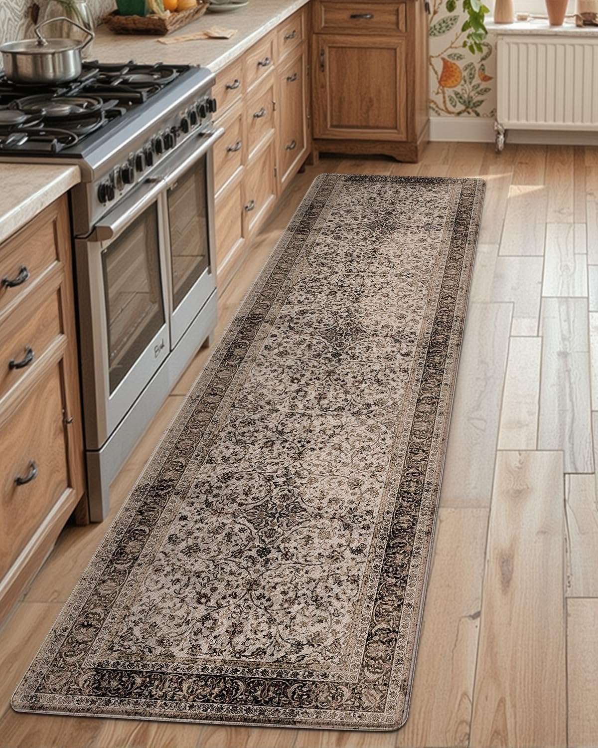 LUMI 2025 Upgraded Anti Fatigue Cushioned Kitchen Mat for Floor, Non-Slip Comfort PVC Padded Mats with Faux Leather Surface for Standing, Desk Office, Sink, Laundry,