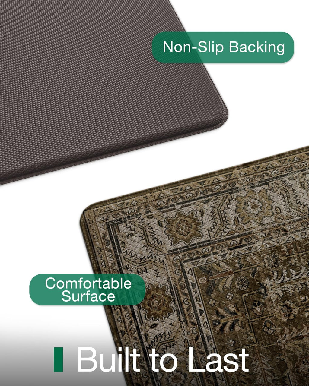 LUMI 2025 Upgraded Anti Fatigue Cushioned Kitchen Mat for Floor, Non-Slip Comfort PVC Padded Mats with Faux Leather Surface for Standing, Desk Office, Sink, Laundry