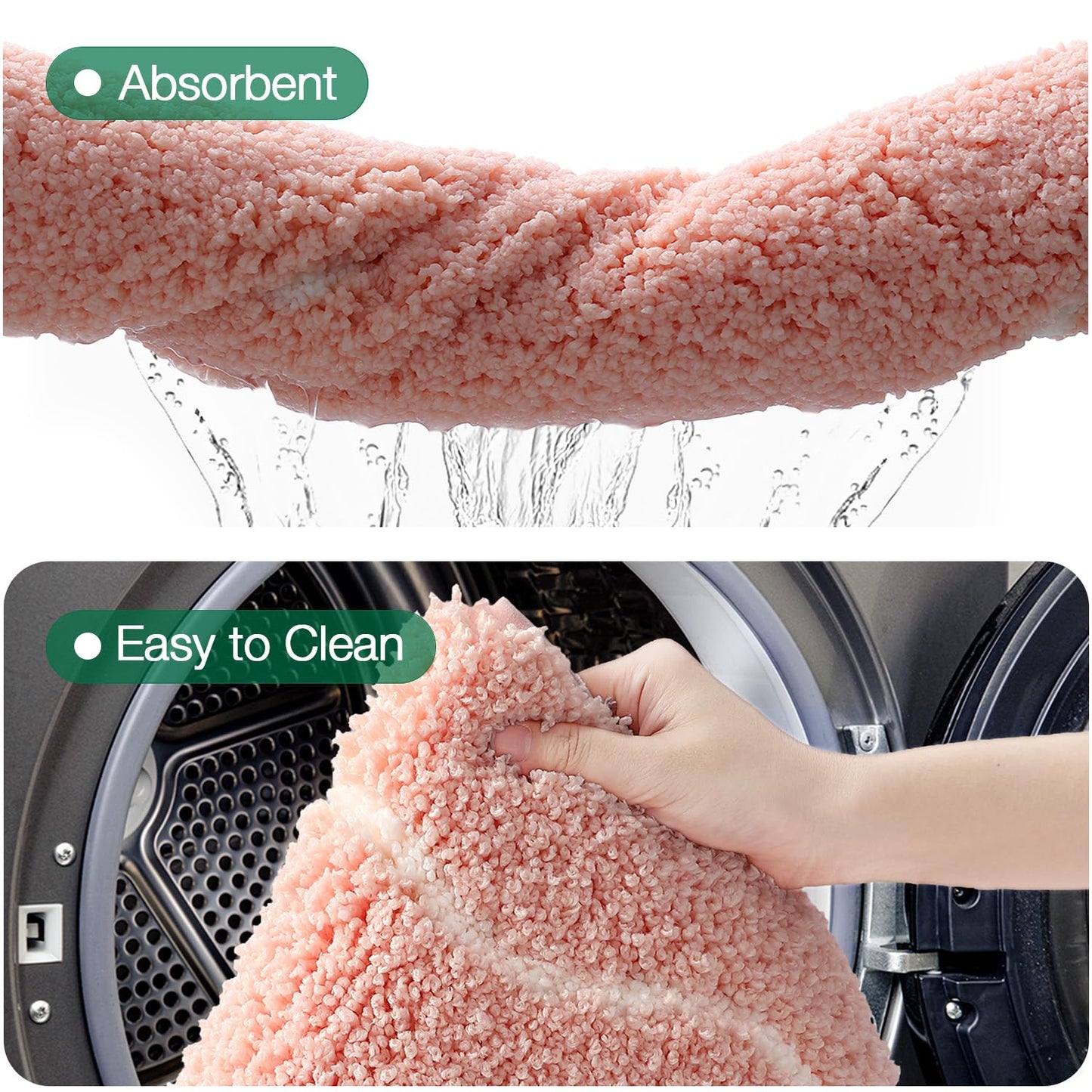 LUMI Scalloped Bathroom Rug, Cute Plush Microfiber Bath Mat, Super Absorbent & Quick Dry Shower Mat, Machine Washable Floor Carpet for Tub