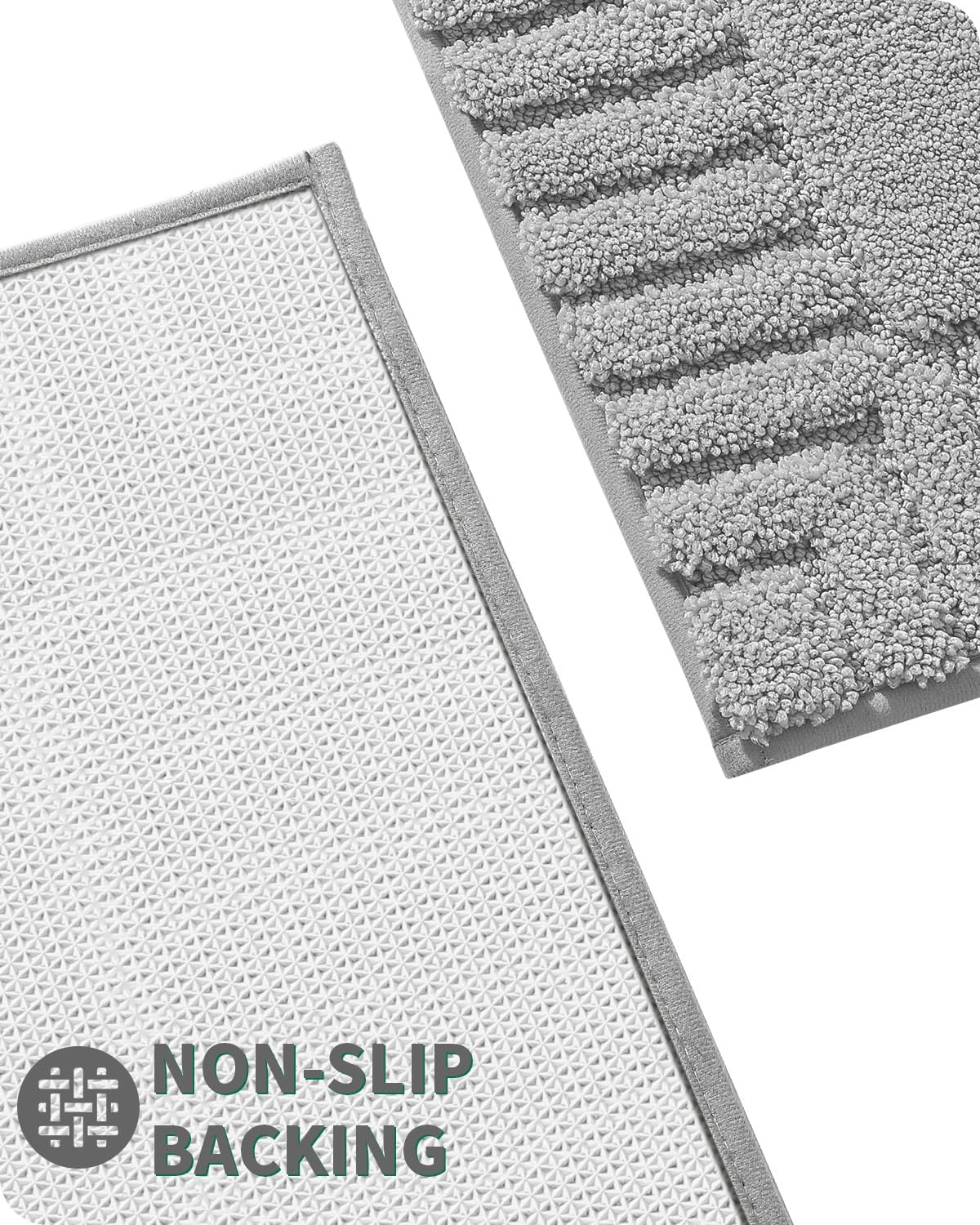 LUMI Bathroom Rug, Non Slip Rubber Backing, Extra Soft Plush Microfiber, Absorbent, Machine Washable Quick Dry, Light Grey, for Tub/Shower/Hotel