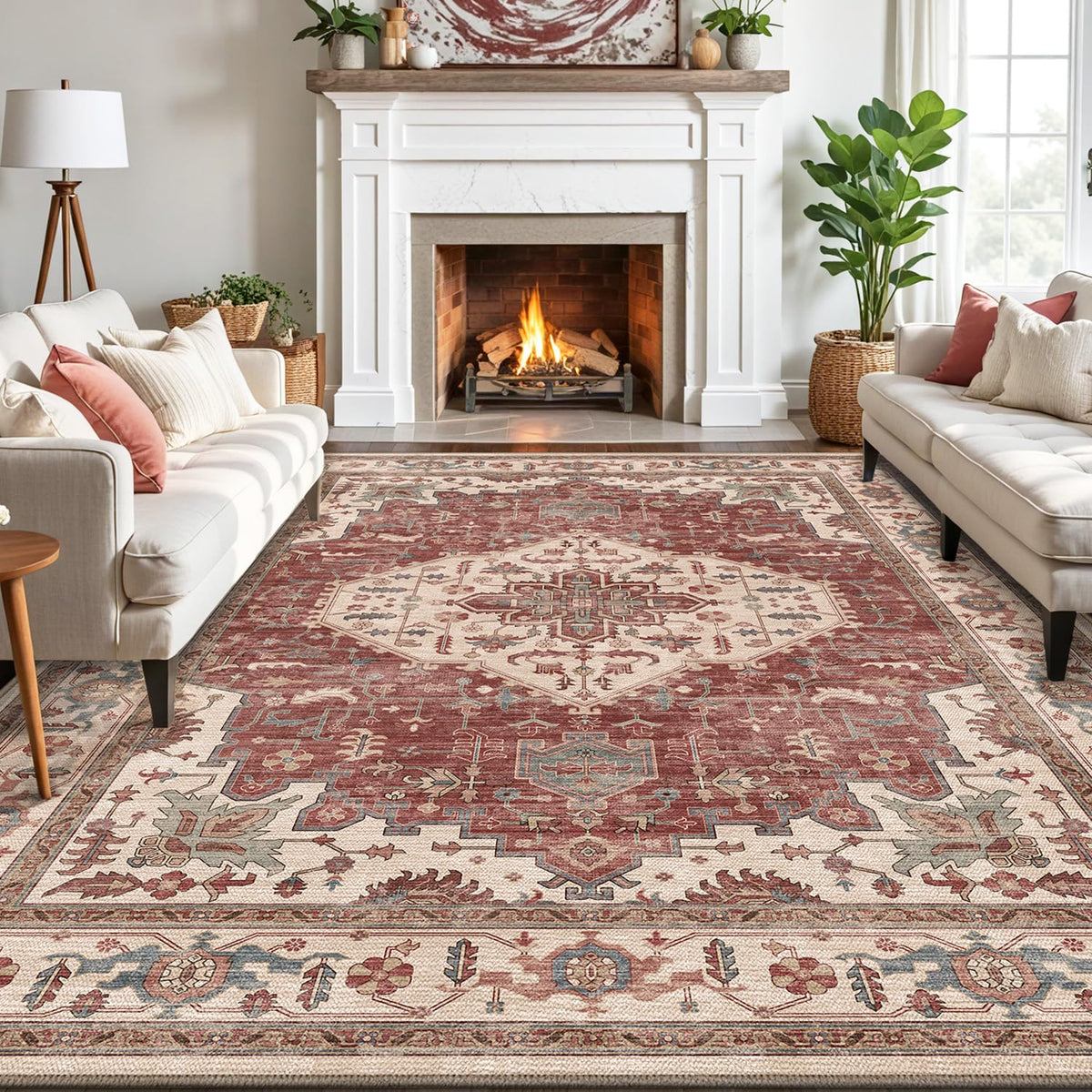 LUMI Washable Area Rug for Living Room Bedroom, Ultra Thin & Easy Clean