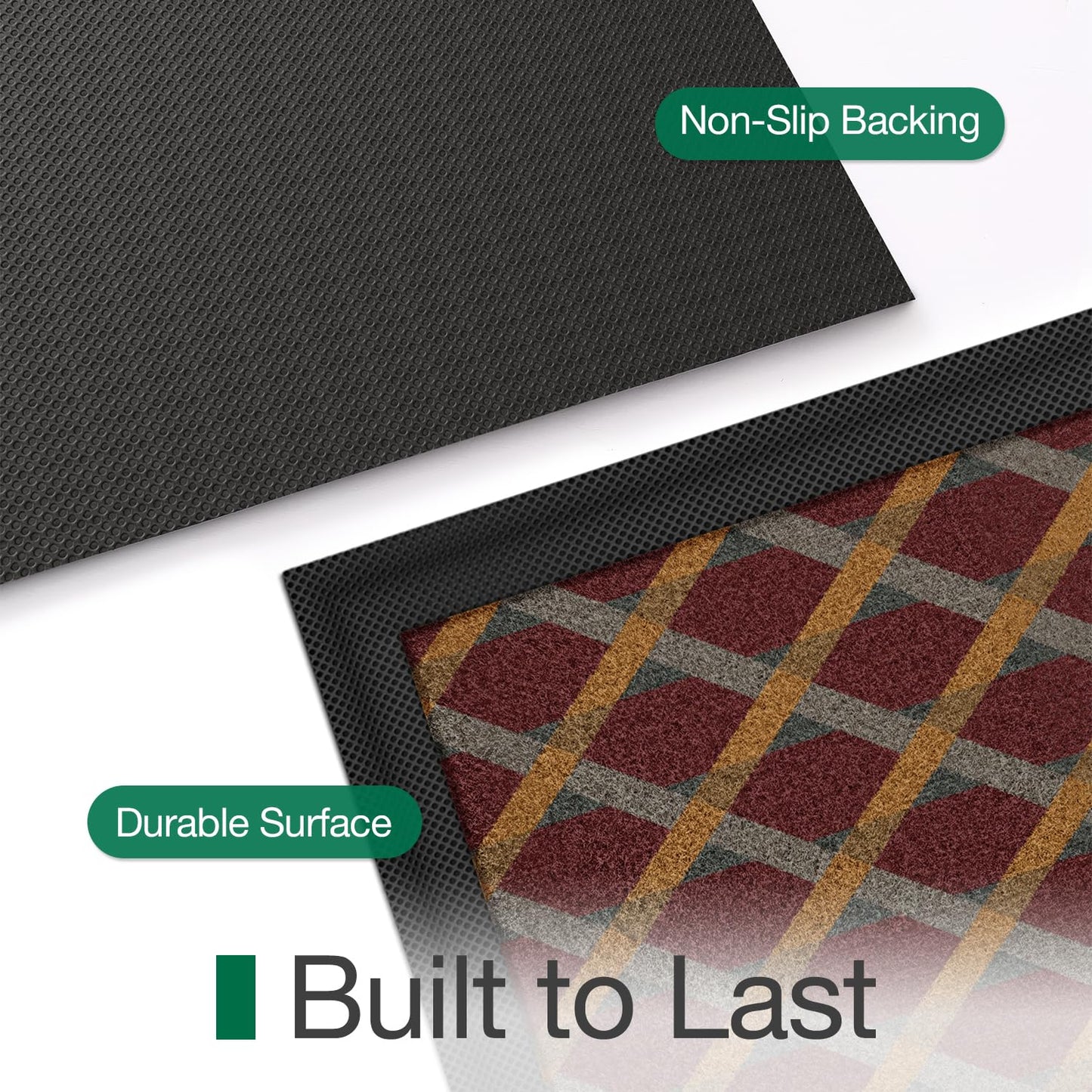 LUMI Front Door Mat 17x30, Low-Profile Non-Slip Welcome Mat for Indoor Outdoor, Stain & Fade Resistant Geometric Door Mat for Entryway Patio Porch, Geo-Navy