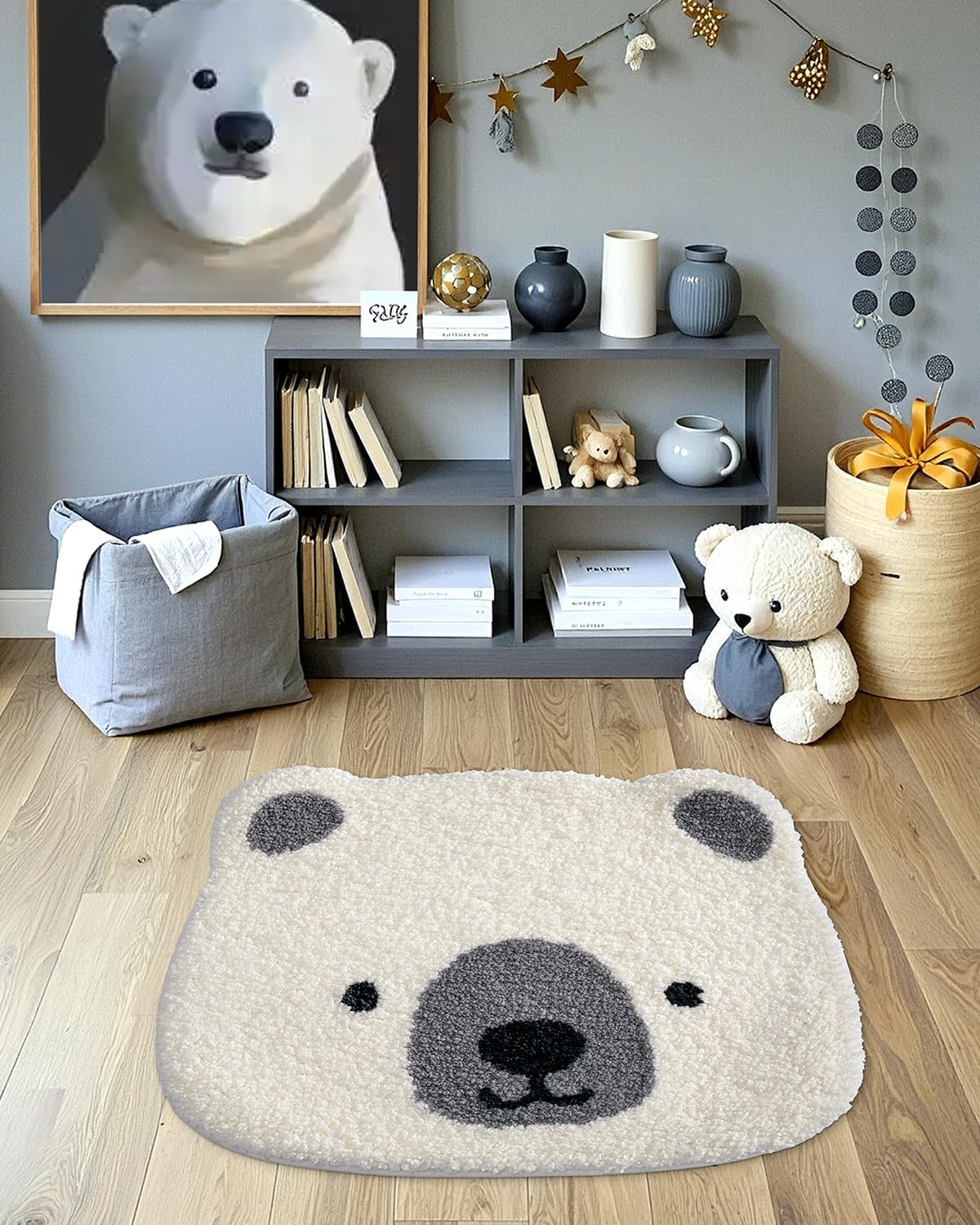 LUMI Cute Bathroom Rugs, Plush Absorbent Bath Mats for Bathroom, Non-Slip Backing Washable Bath Mat, Ideal for Kids Sink Bathtub Room Decor, 20"x24", Polar Bear