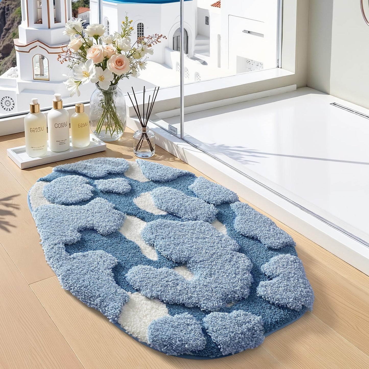 LUMI Forest Green Large Bathroom Rug, Soft Fluffy Bath Mat Non Slip, Quick Dry Absorbent Washable Carpet for Shower Floor, Bedroom, Kids Room, 24"x36"