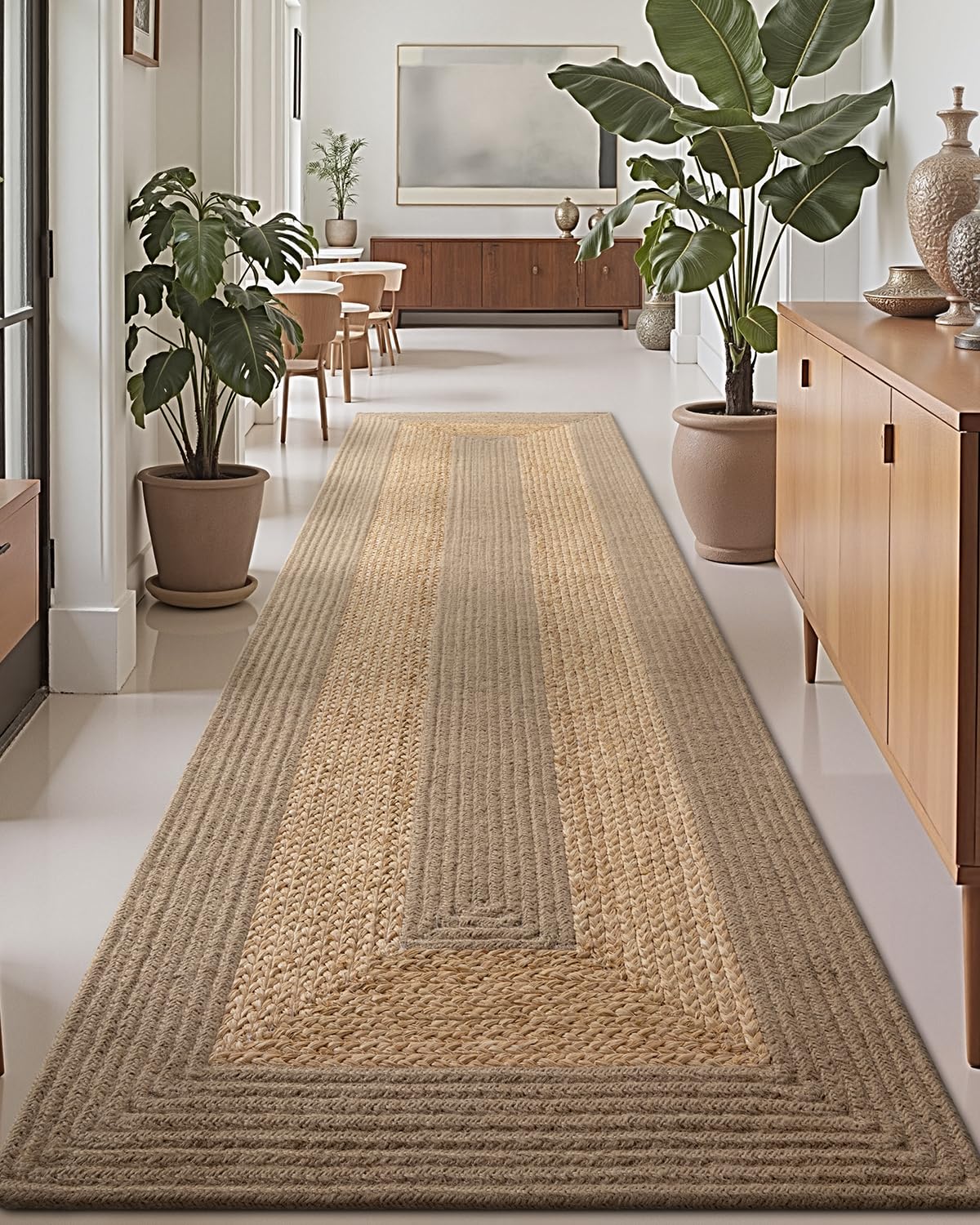 Jute Runner Rug, Natural Braided Woven Rugs, Jute Scape Series