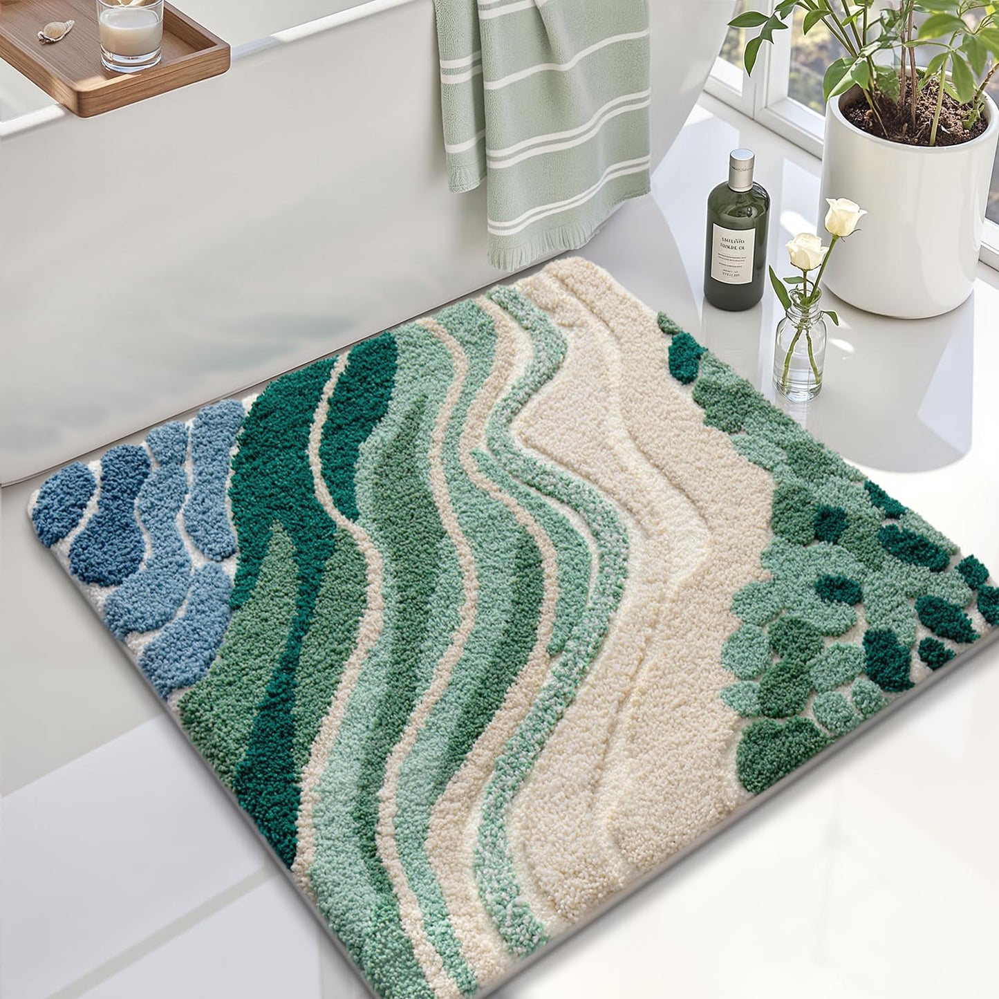 Bathroom Mat, Vibrant Plants Series.