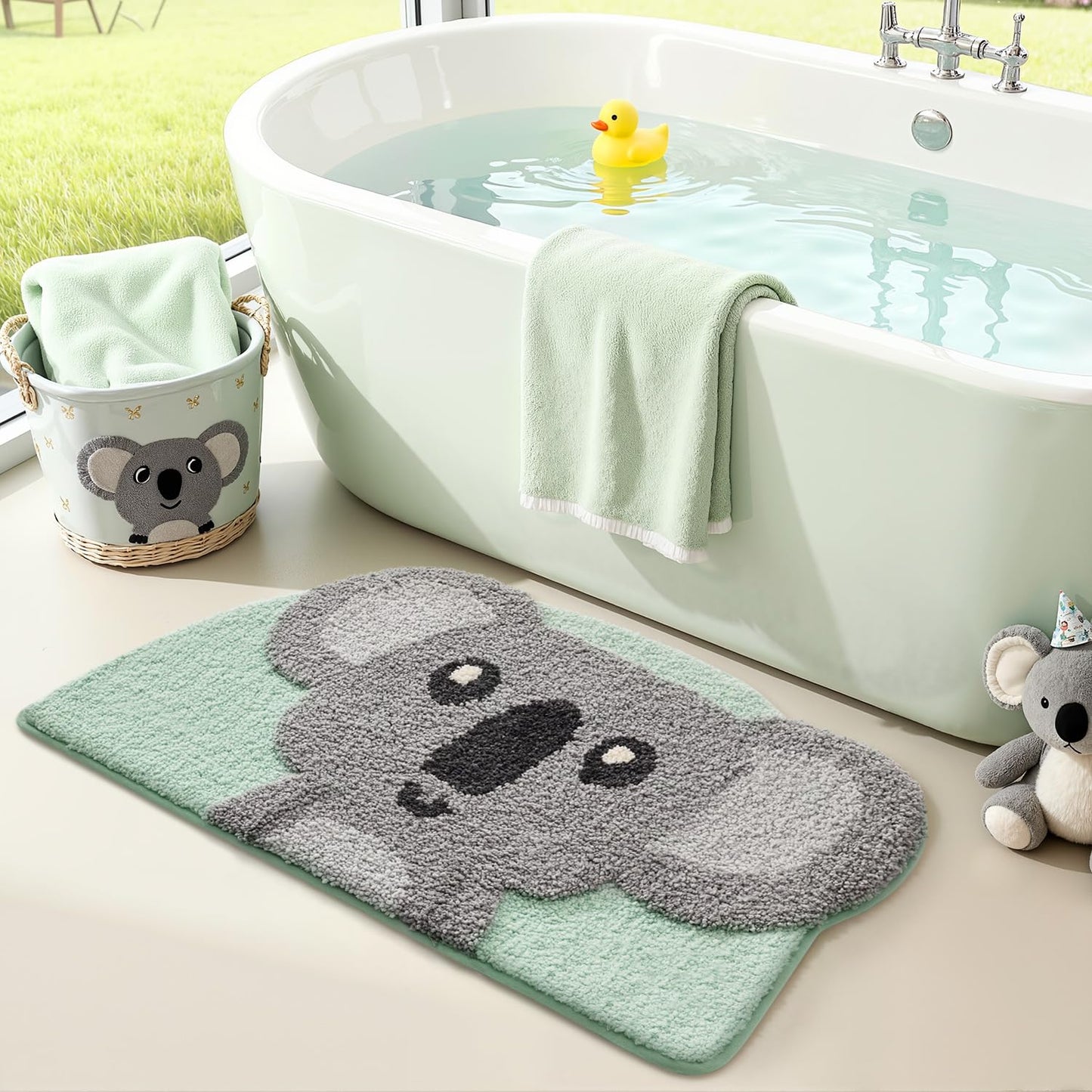 LUMI Cute Lion Shaped Bathroom Rugs, Ultra Soft Absorbent Microfiber Bath Mat, Non-Slip Backing Shower Rug, Machine Washable,for Kids Bathroom Bedroom Nursery Decor, 26"x40",Khaki