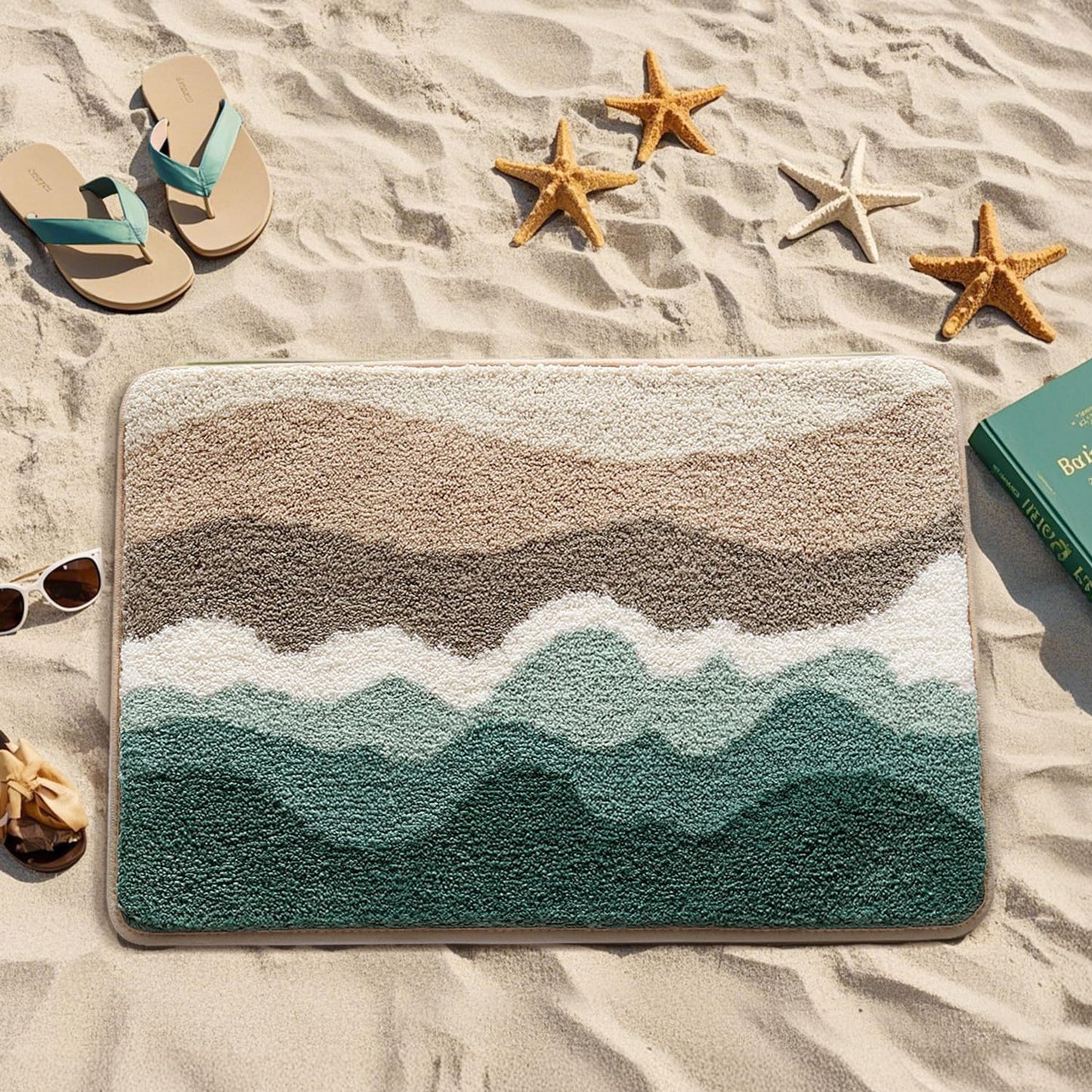 Bathroom Rugs, Non Slip Bath Mat Ultra Soft Washable Absorbent Quick Dry, Ocean Theme Collection