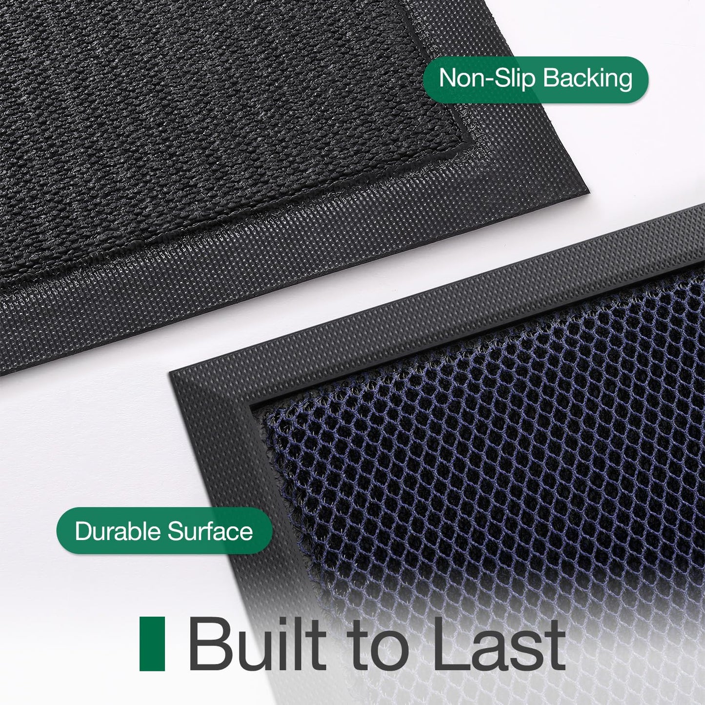 LUMI Front Door Mat for Outside Entrance 17''x30'', Heavy-Duty Dirt-Trapping Doormat with Durable Non-Slip Rubber Backing, Stain & Fade-Resistant Entry Mats, Black