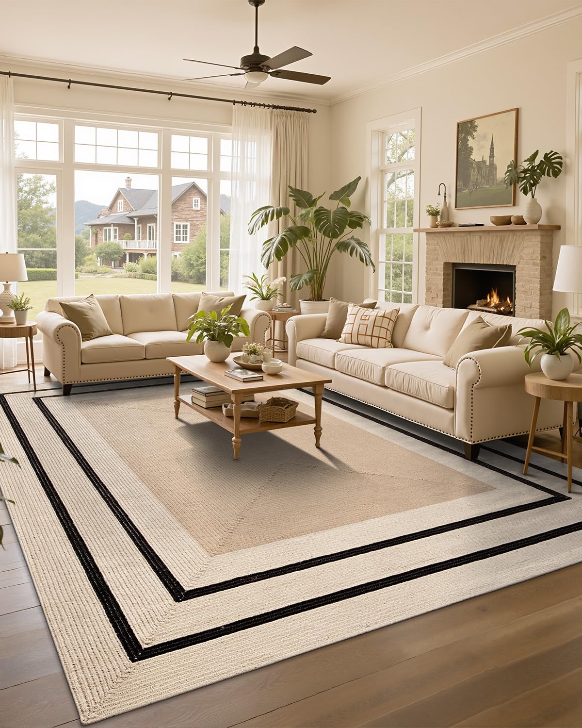 LUMI 8x10 Jute Area Rug for Living Room, Natural Braided Woven Rugs Non Slip, Neutral Carpets No Shedding, Durable for High Traffic, Dining Room, Indoor, Outdoor, Patio