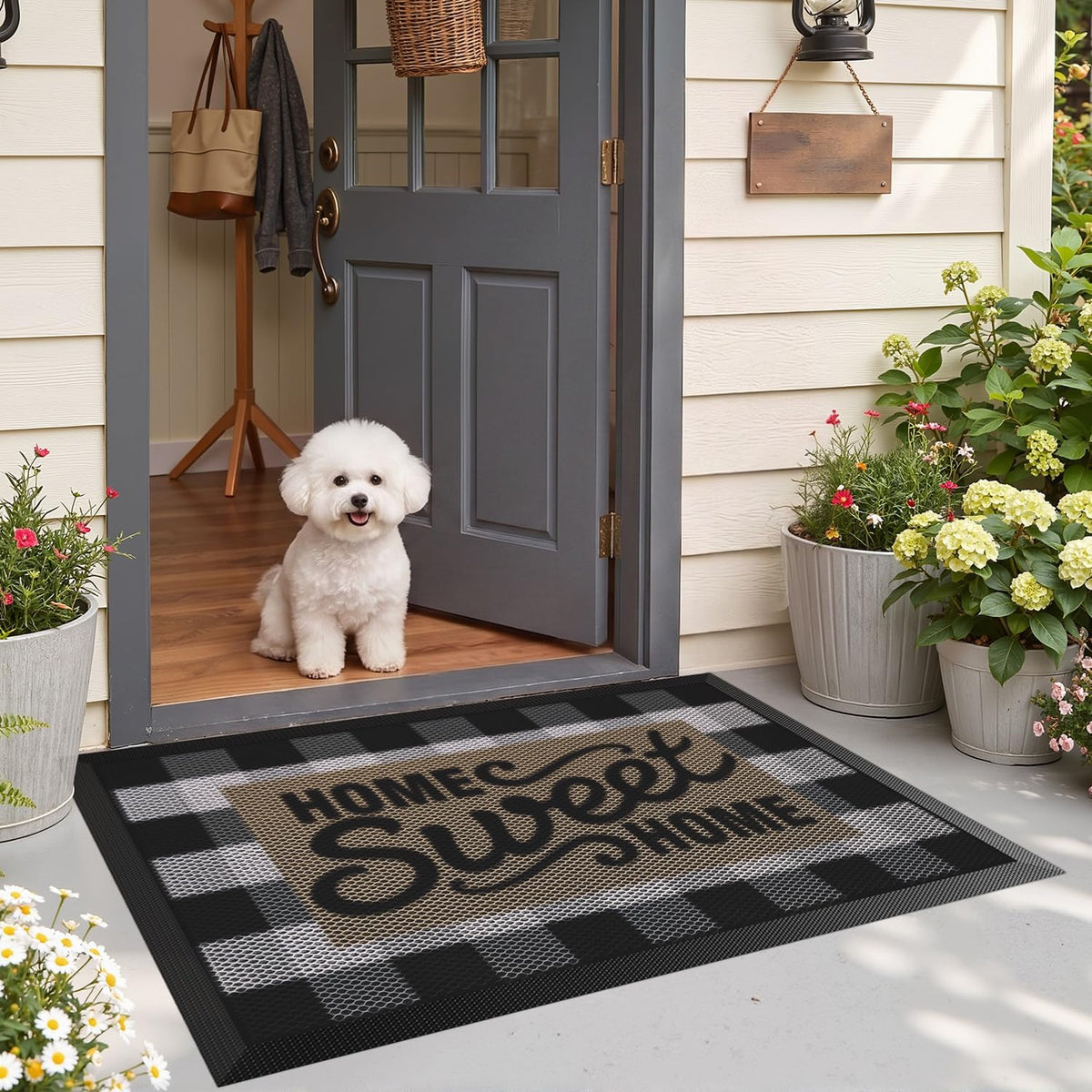 LUMI Outside Welcome Door Mat 32x47, Non-Slip Durable Rubber Easy Clean
