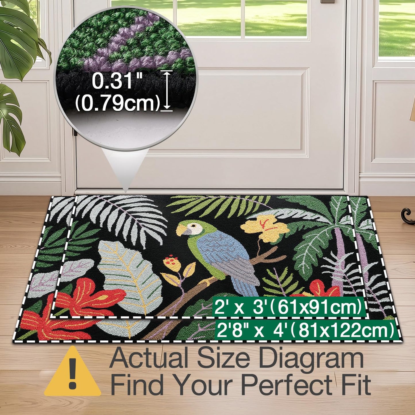 LUMI Indoor Door Mat 24x36, Non-Slip Durable Rubber Backing Washable
