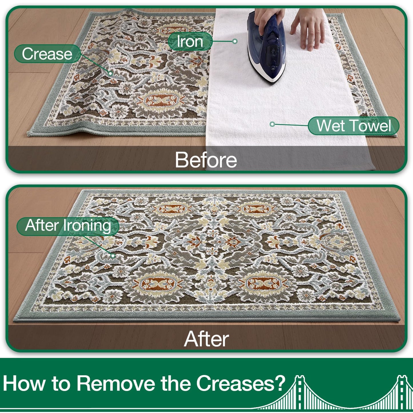 LUMI Indoor Door Mat for Entrance 17x30, Luxury Front Doormat with Non-Slip Latex Rubber Backing, Soft Washable Dirt Trapper, Flower Bliss (Folded Package)