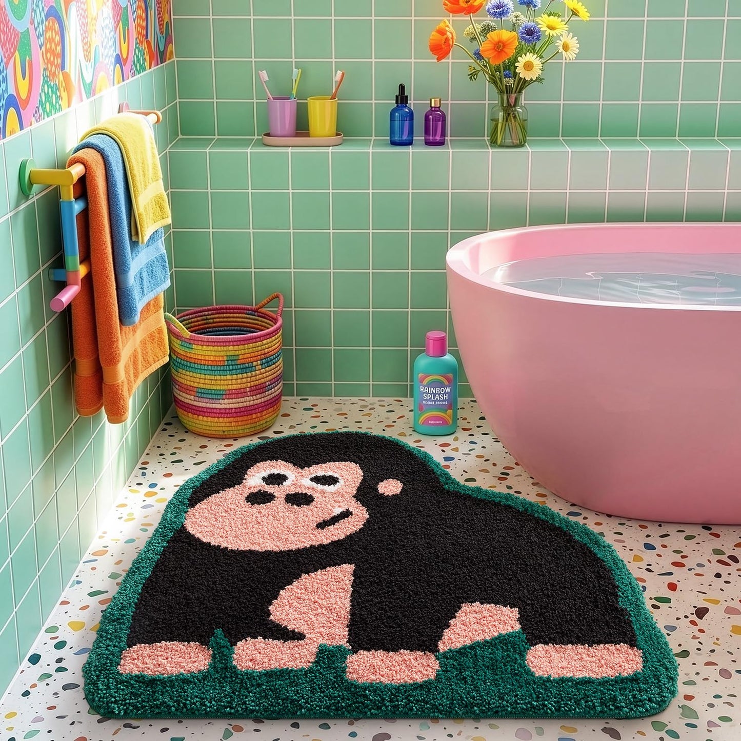 LUMI Cute Lion Shaped Bathroom Rugs, Ultra Soft Absorbent Microfiber Bath Mat, Non-Slip Backing Shower Rug, Machine Washable,for Kids Bathroom Bedroom Nursery Decor, 26"x40",Khaki
