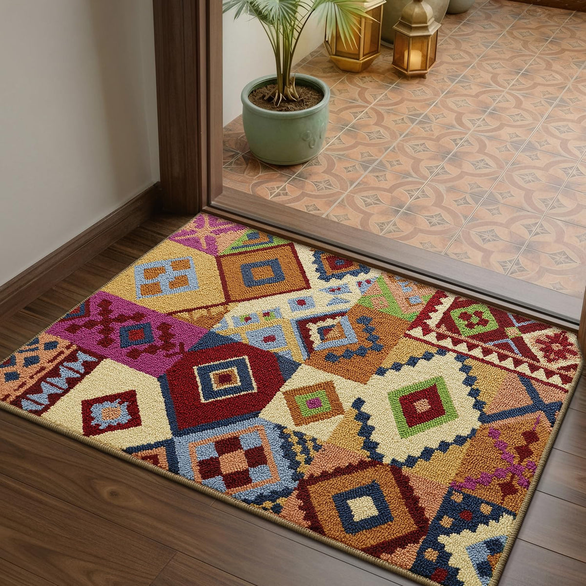 LUMI Indoor Door Mat 24x36, Non-Slip Durable Rubber Backing Washable