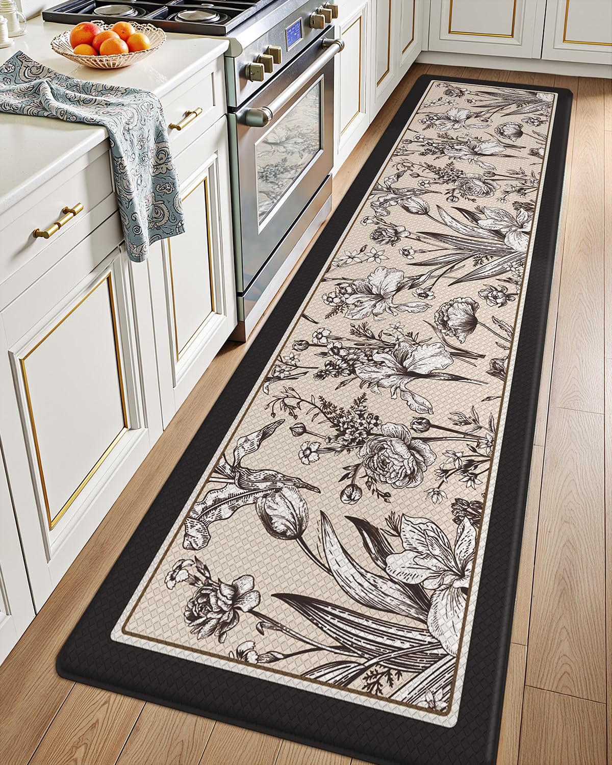 LUMI Anti-Fatigue Kitchen Floor Mats Set of 2,Cushioned Comfort Standing Rug Waterproof 2PCS, Non-Slip Ergonomic Foam Runner for Sink, Laundry, Office & Home,17x29+17x59,
