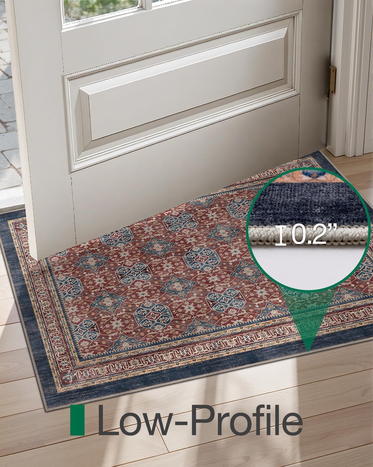 LUMI Indoor Door Mat 17x30, Washable Low Pile Entry Rug with Non-Slip Rubber Backing, Durable Welcome Mat for Entryway, Hallway, Patio, or Porch