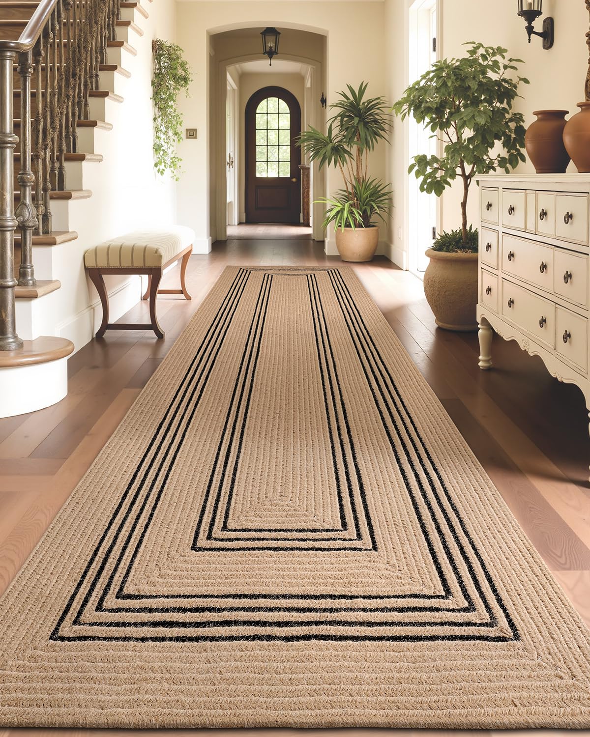 LUMI 8x10 Jute Area Rug for Living Room, Natural Braided Woven Rugs Non Slip, Neutral Carpets No Shedding, Durable for High Traffic, Dining Room, Indoor, Outdoor, Patio