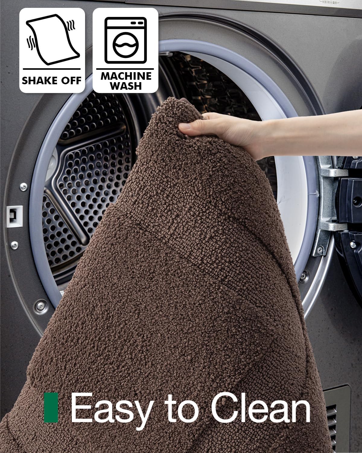 LUMI Ultra Soft Bathroom Rug, Non Slip Rubber Backing, Absorbent Washable Quick Dry, Premium Microfiber Plush, Brown, for Bathtub/Shower Floor