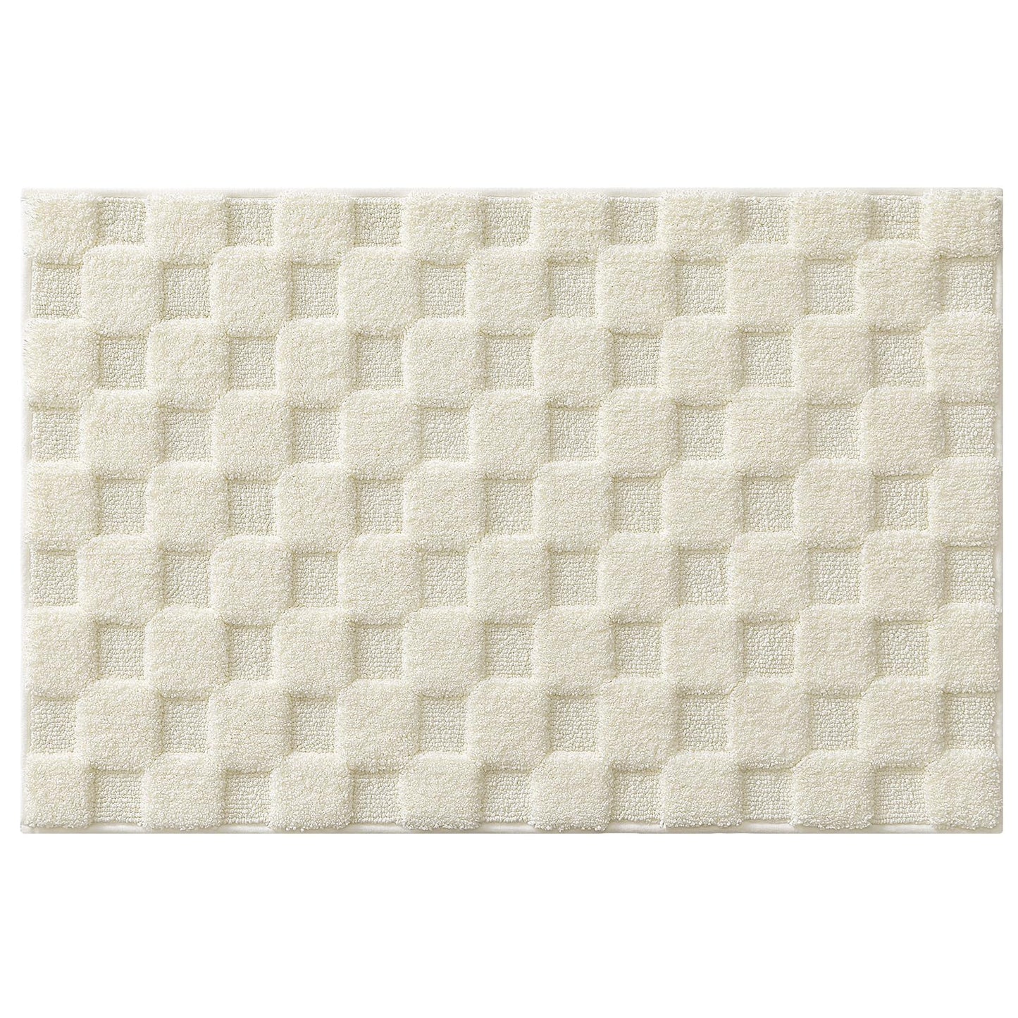 LUMI Non Slip Checkered Bathroom Rugs, Absorbent Waffle Mat, Beige, 16x24