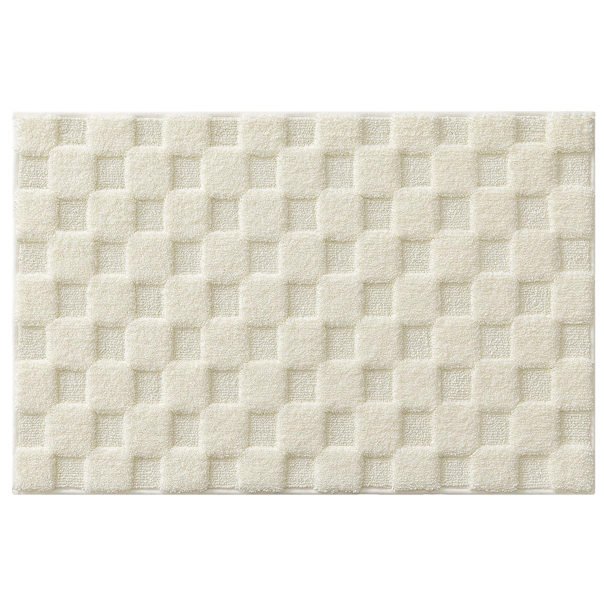 LUMI Non Slip Checkered Bathroom Rugs, Absorbent Waffle Mat, Beige, 16x24