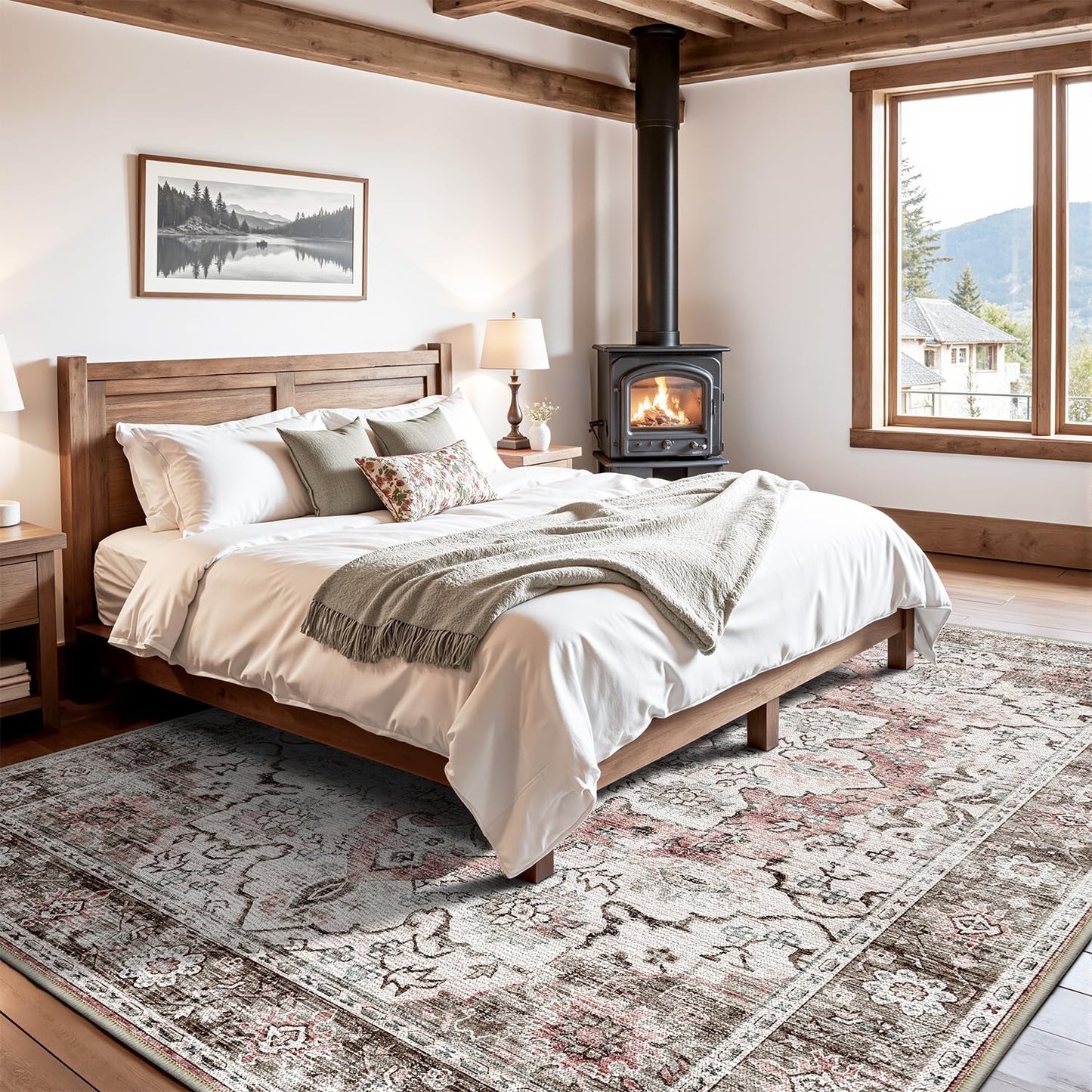 LUMI Washable Area Rug for Living Room Bedroom, Ultra Thin & Easy Clean