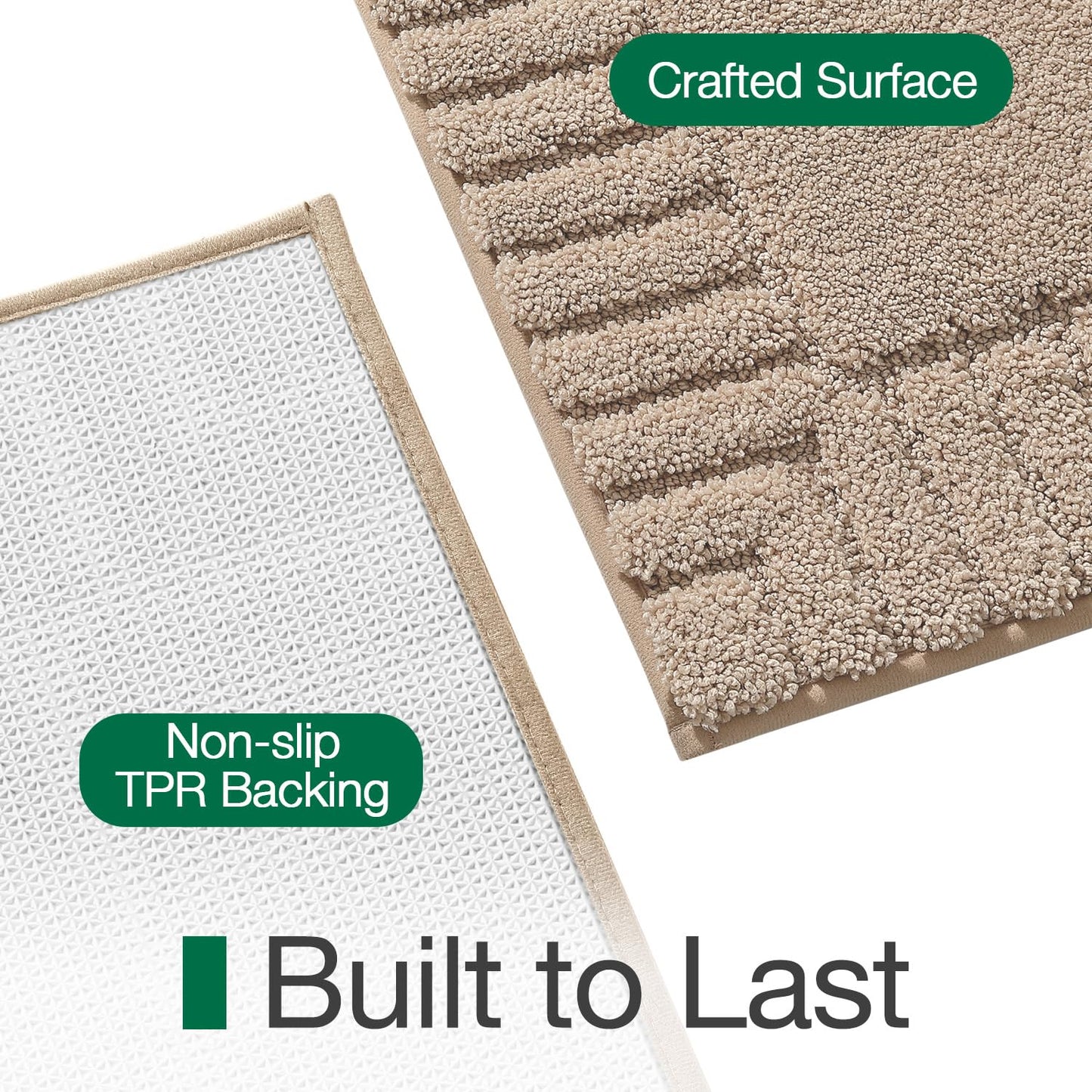 LUMI Bathroom Rugs Non Slip with Rubber Backing, Extra Soft Plush Microfiber Bath Rug Absorbent, Machine Washable Bath Mat Quick Dry for Tub, Shower, Ivory White, 16"x24"