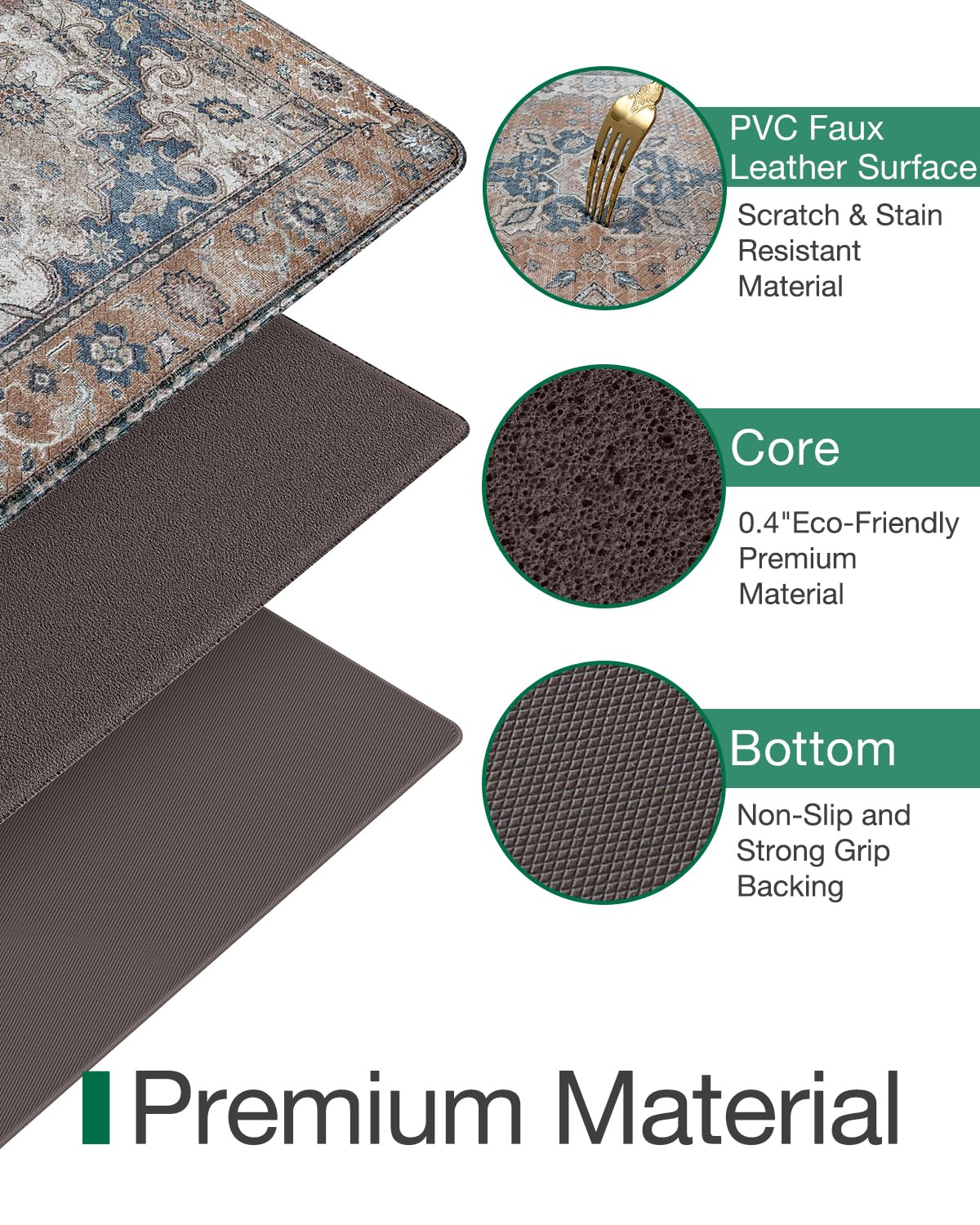 Kitchen Anti Fatigue Mat,  Cushioned Memory Foam Padded, Floor Runner for Home