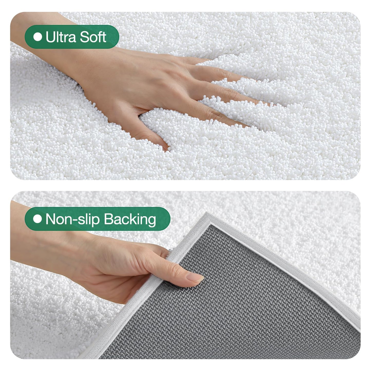 LUMI Beige Bathroom Rugs with Rubber Backing, 16x24 Absorbent Extra Thick Soft Plush Microfiber Bath Mat, Machine Washable Carpet for Bathroom Shower, Tub, Sink, Hotel