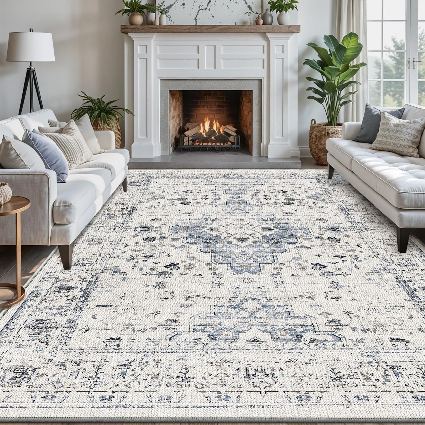 LUMI Washable Area Rug for Living Room Bedroom, Ultra Thin & Easy Clean