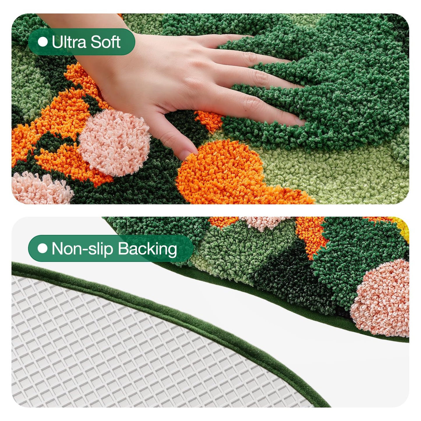LUMI Forest Green Large Bathroom Rug, Soft Fluffy Bath Mat Non Slip, Quick Dry Absorbent Washable Carpet for Shower Floor, Bedroom, Kids Room, 24"x36"