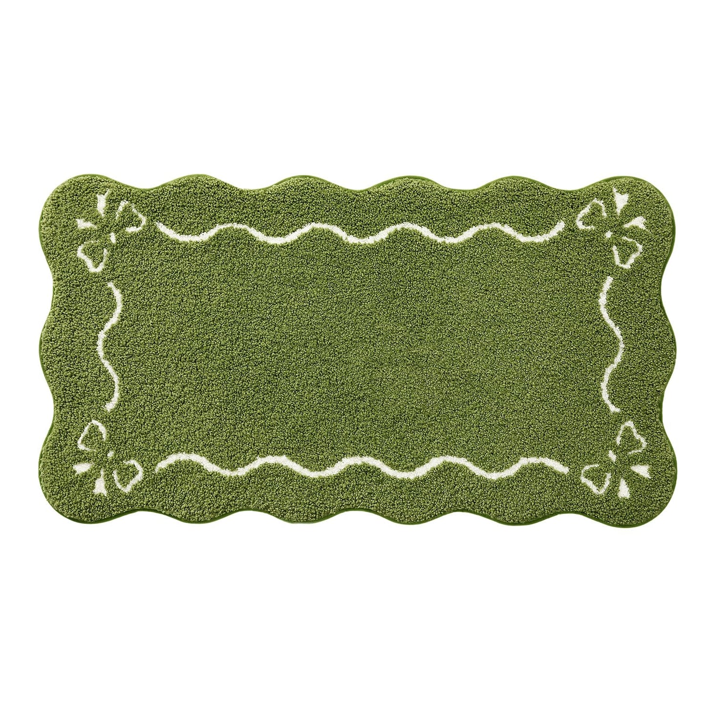 LUMI Scalloped Bathroom Rug, Cute Plush Microfiber Bath Mat, Super Absorbent & Quick Dry Shower Mat, Machine Washable Floor Carpet for Tub