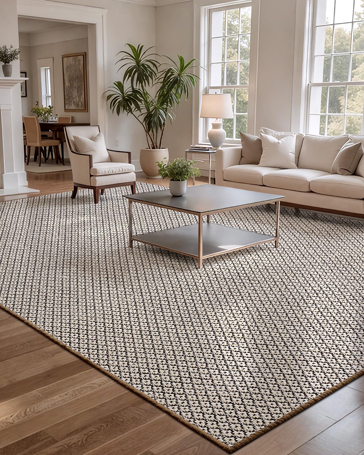 LUMI 8x10 Jute Area Rug for Living Room, Natural Braided Woven Rugs Non Slip, Neutral Carpets No Shedding, Durable for High Traffic, Dining Room, Indoor, Outdoor, Patio